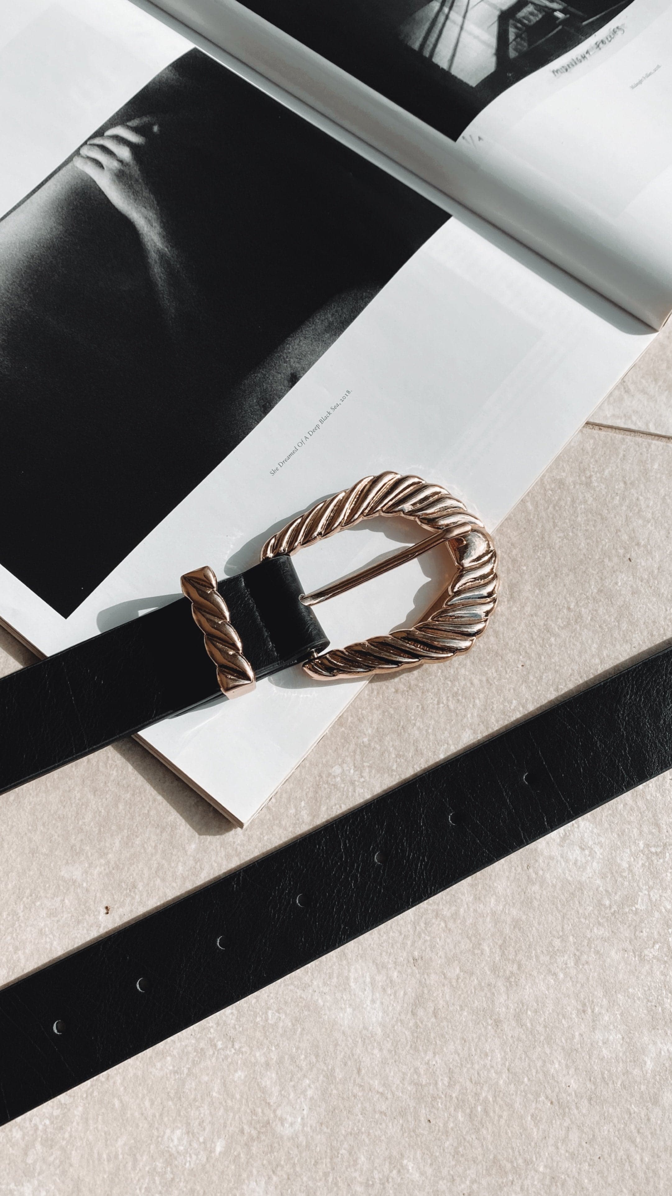 Amelie Twist Buckle Belt - Black/Gold-Sunshines Bliss