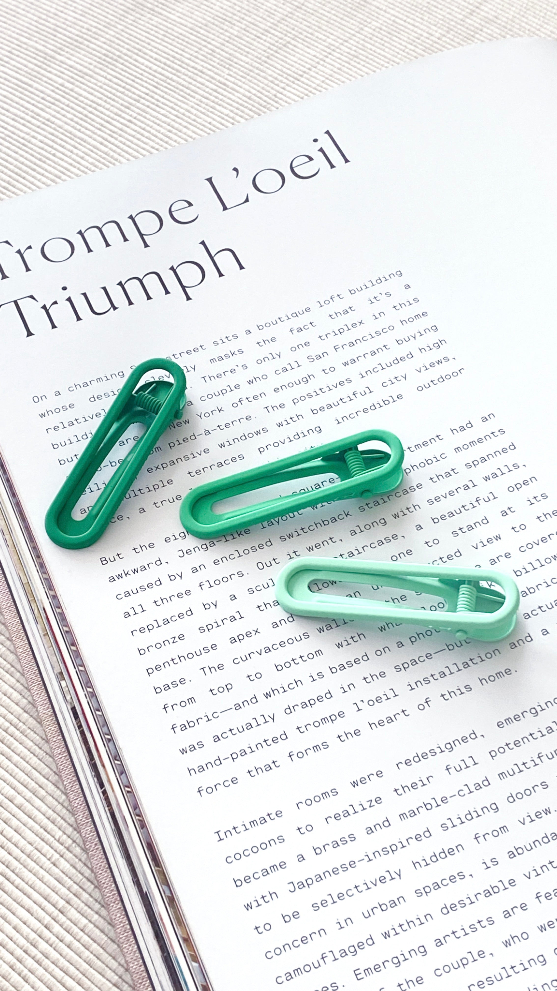 Ginny Matte Clips 3 Pack - Green-Sunshines Bliss