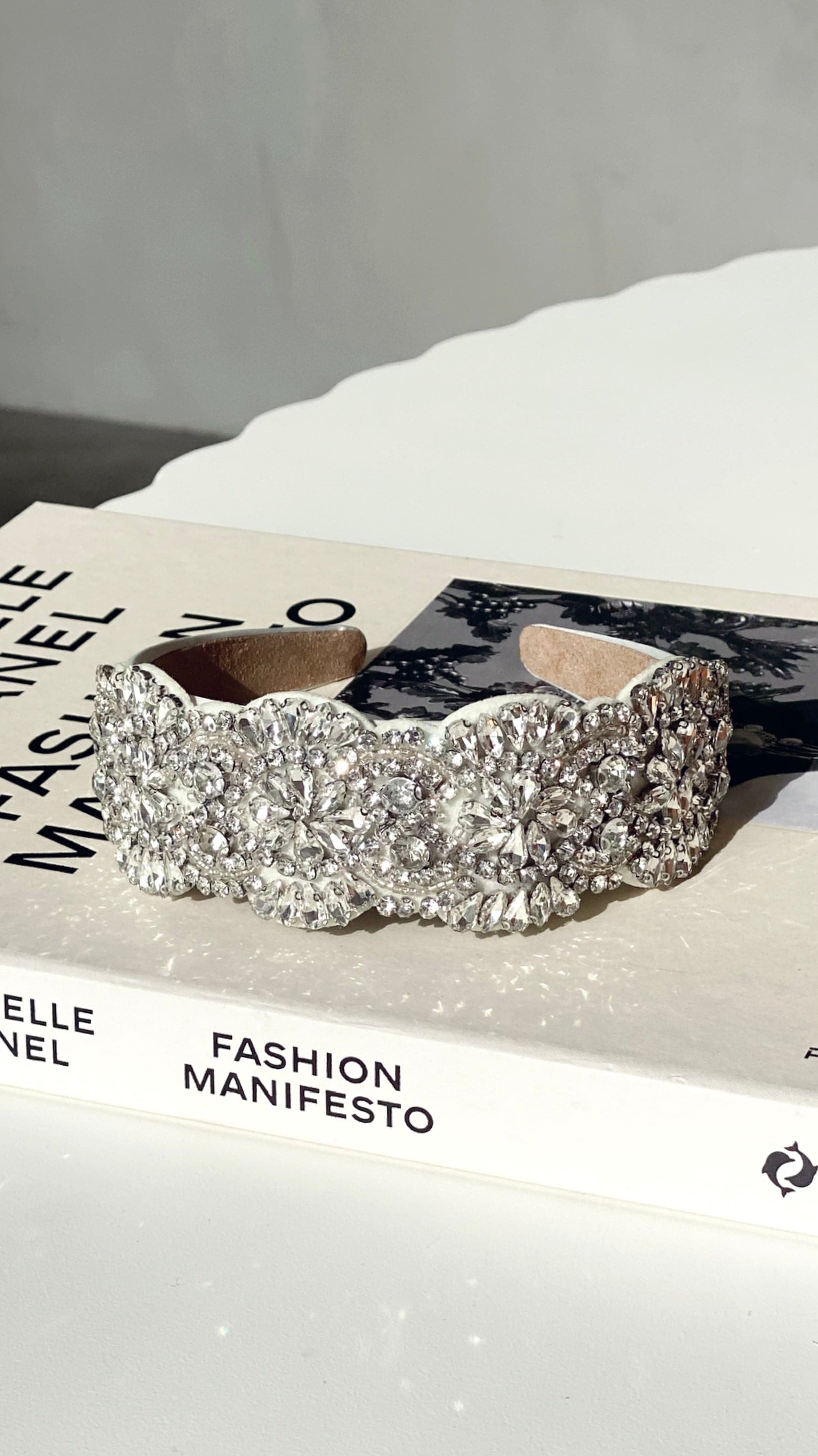 Rhianna Jewelled Headband - Cream/Crystal-Sunshines Bliss