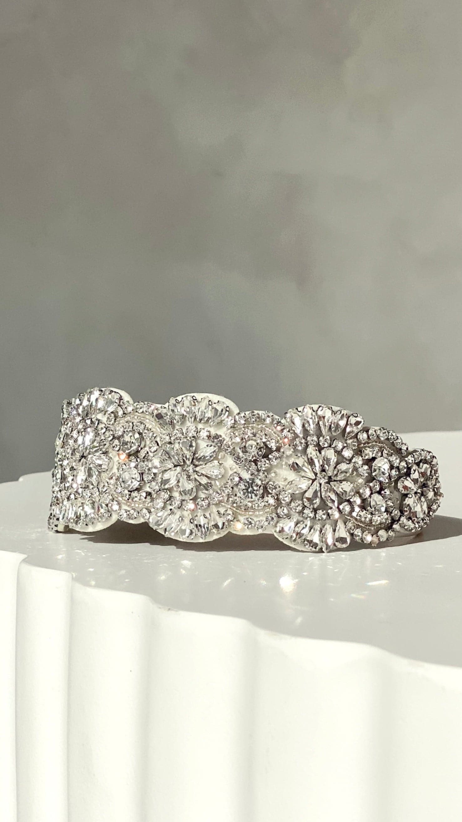 Rhianna Jewelled Headband - Cream/Crystal-Sunshines Bliss