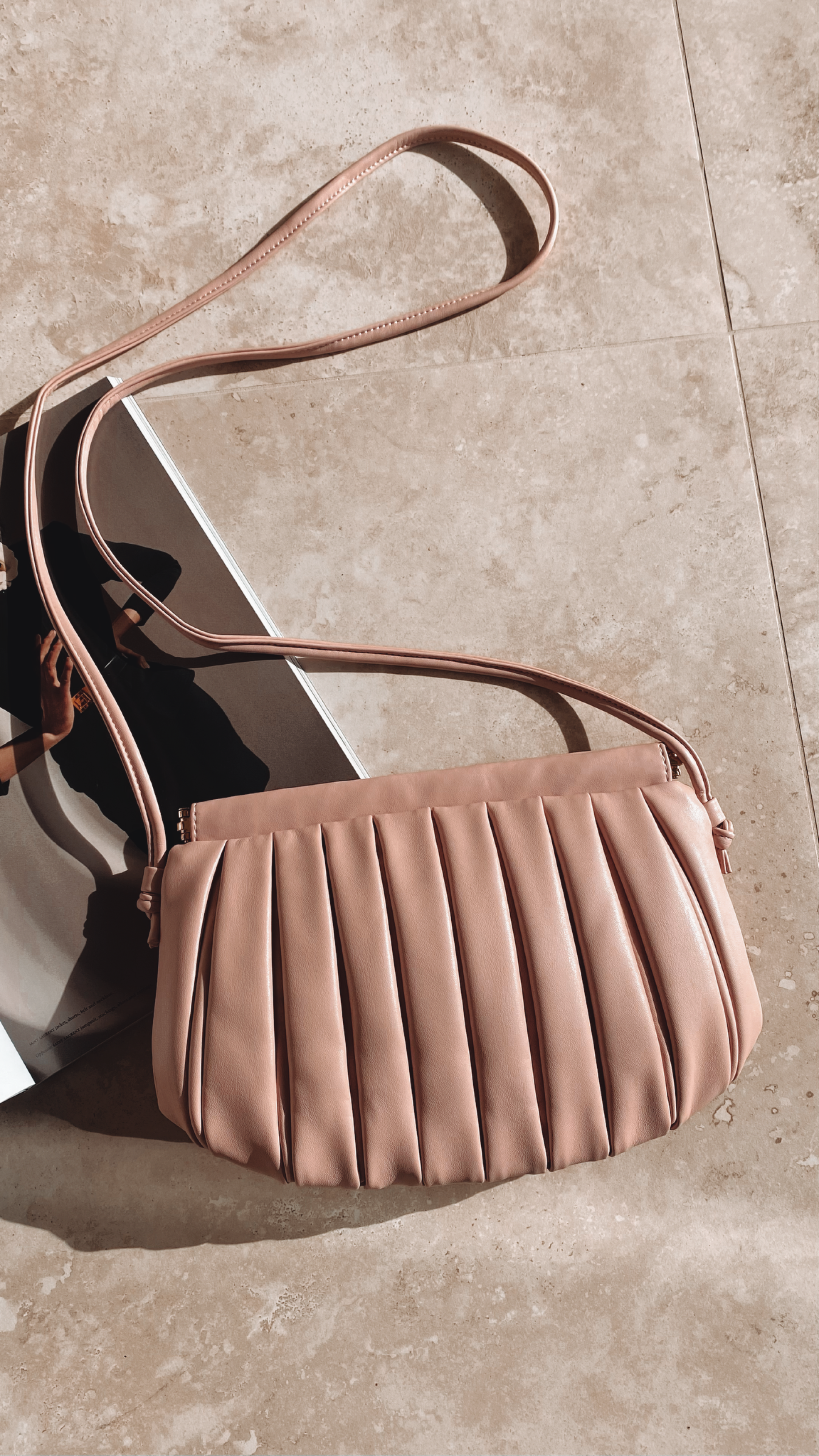 Box Pleat Snap Top Bag - Rose Pink-Sunshines Bliss