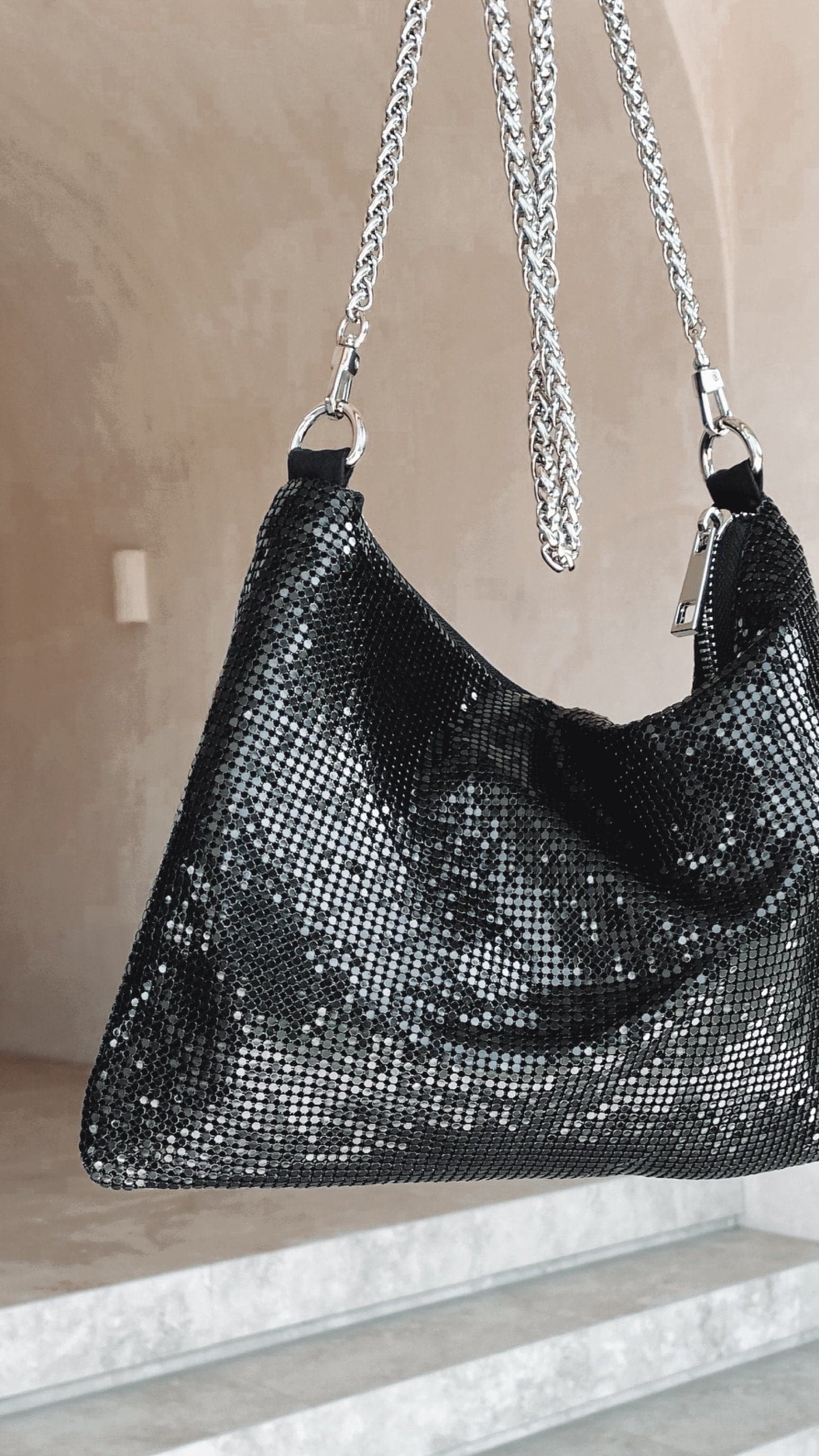Chain Mesh Bag - Black-Sunshines Bliss