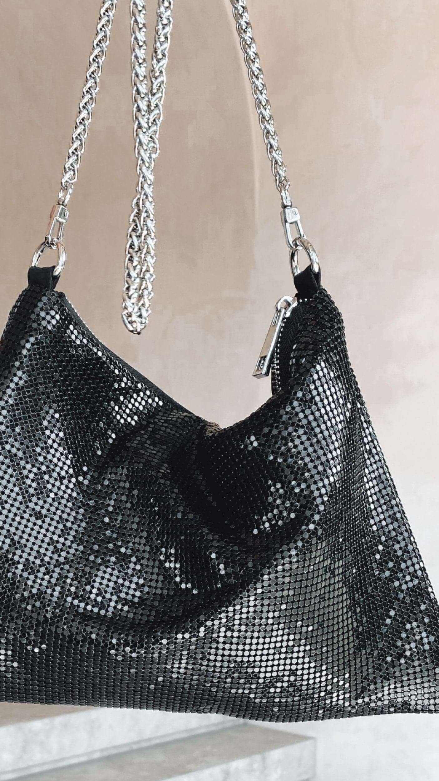 Chain Mesh Bag - Black-Sunshines Bliss