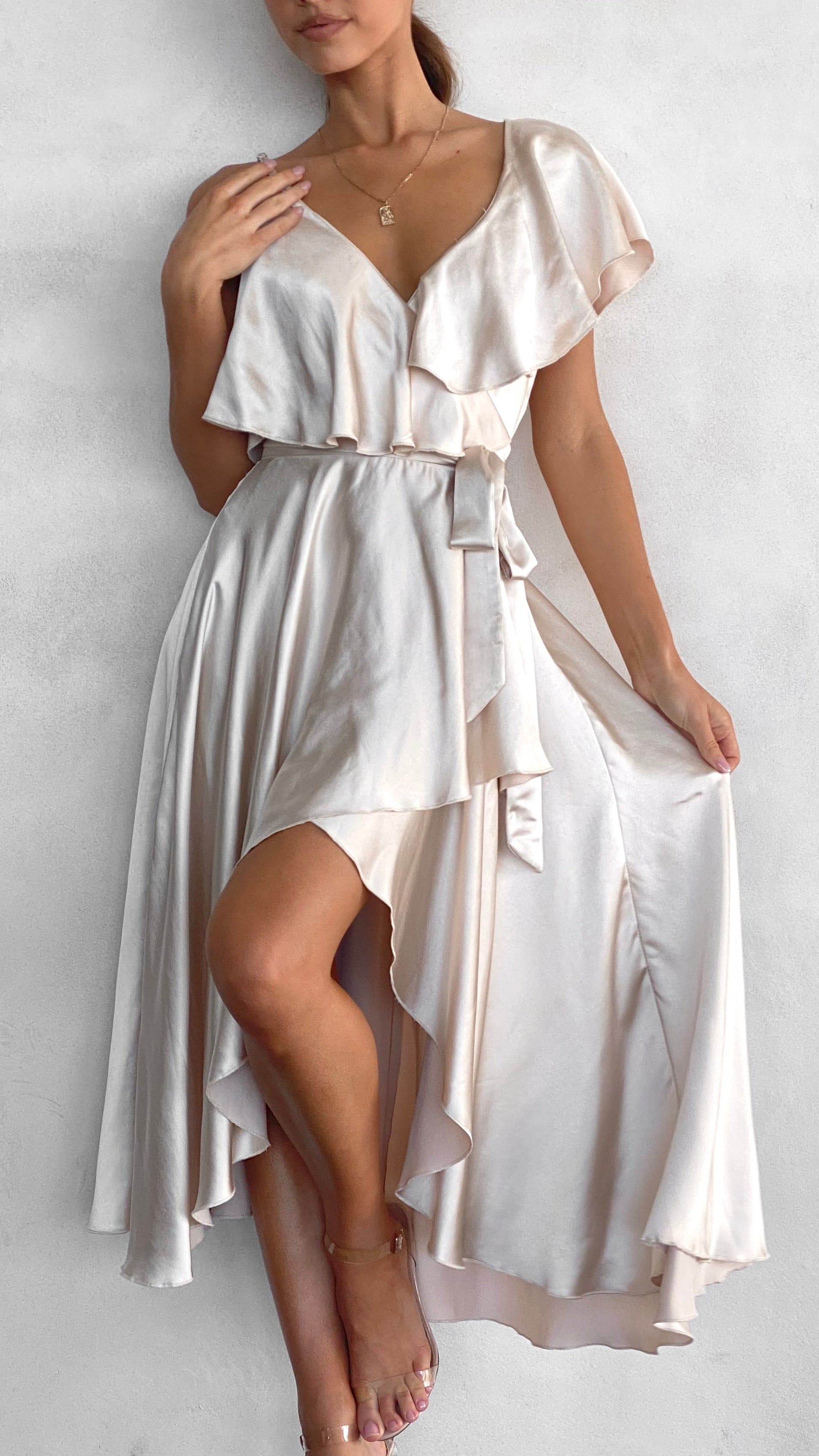 Jacinta Midi Dress - Champagne-Sunshines Bliss