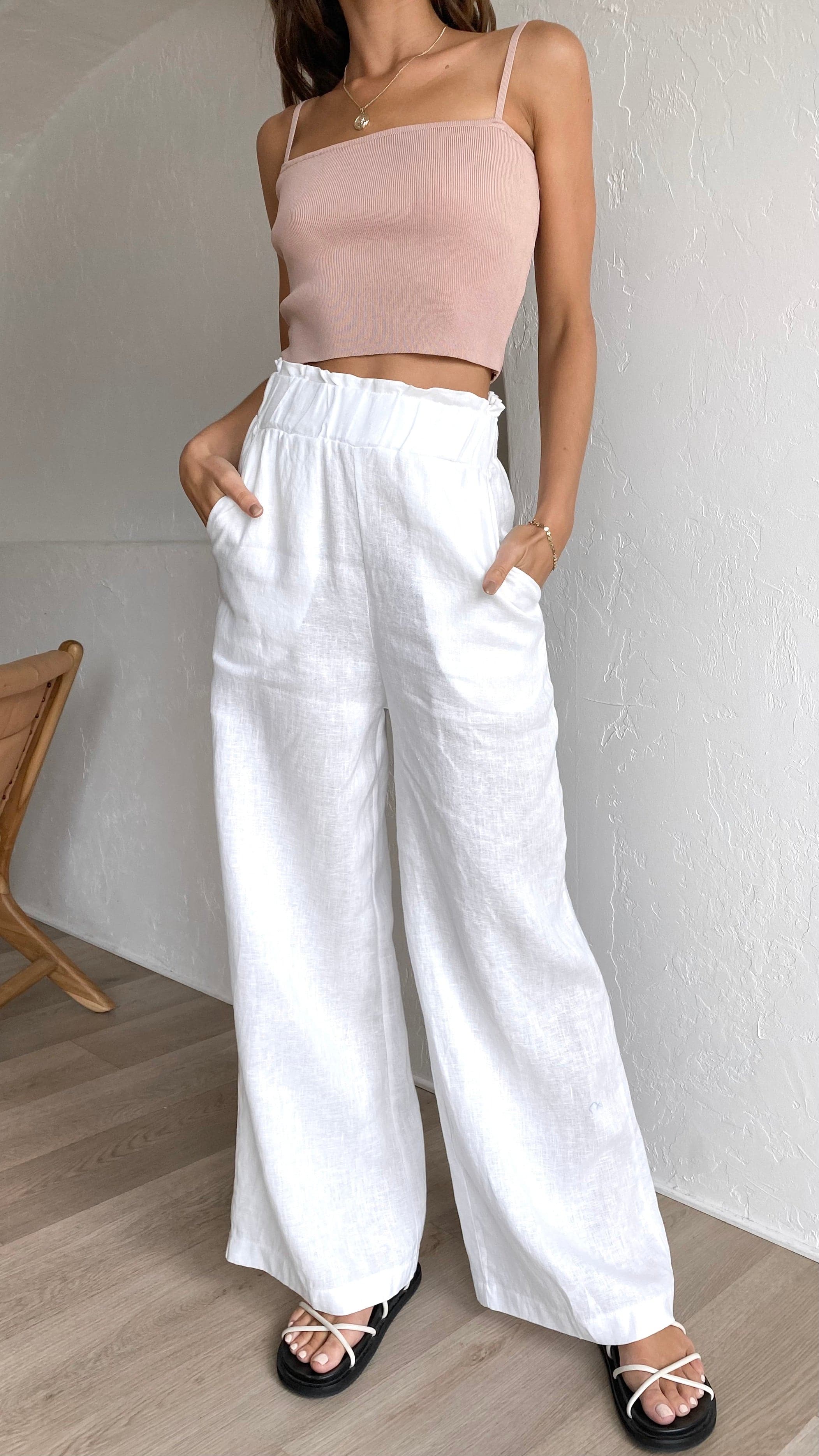 Sienna Pants - White-Sunshines Bliss