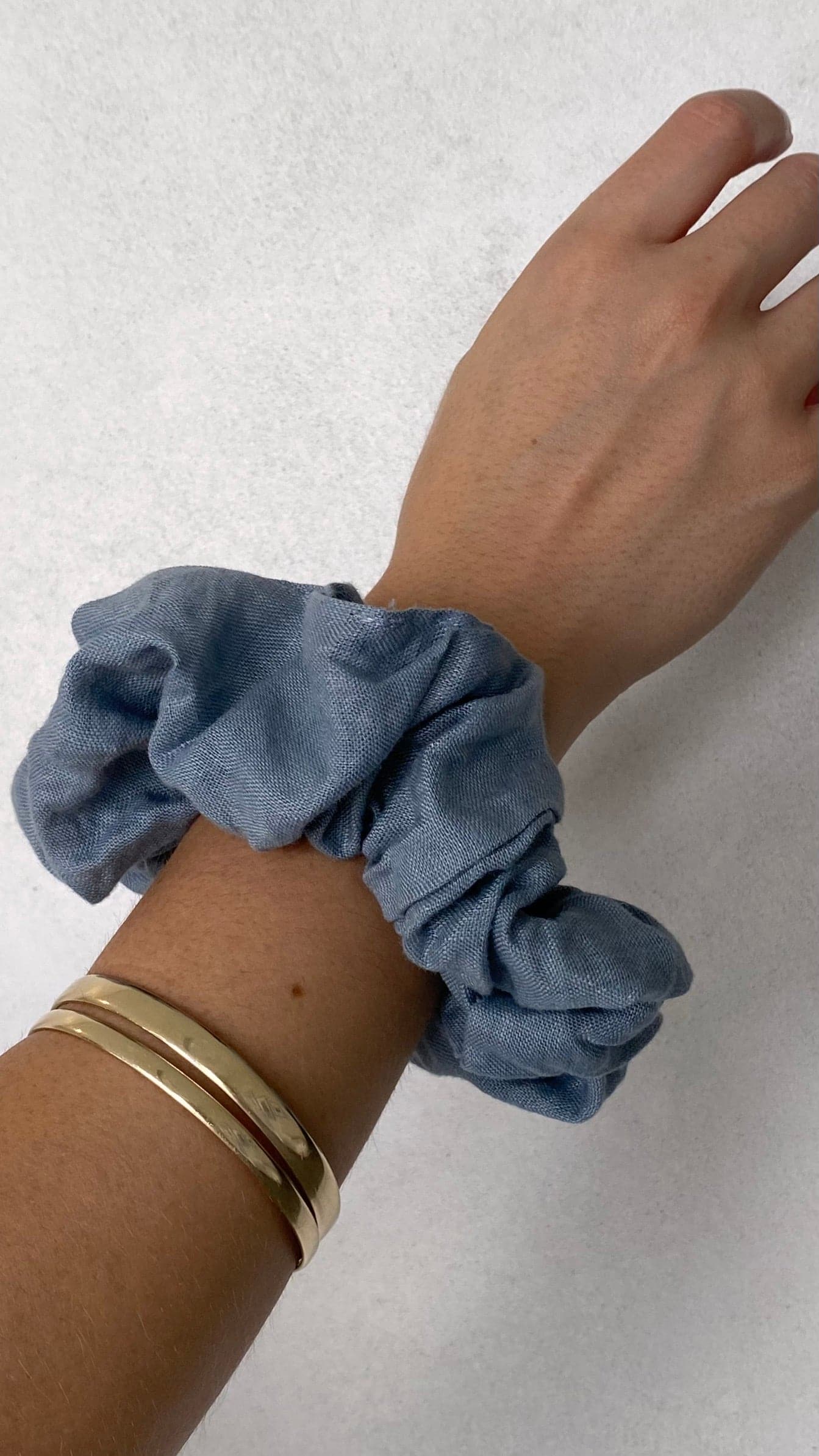 Supersize Linen Scrunchie - Blue-Sunshines Bliss