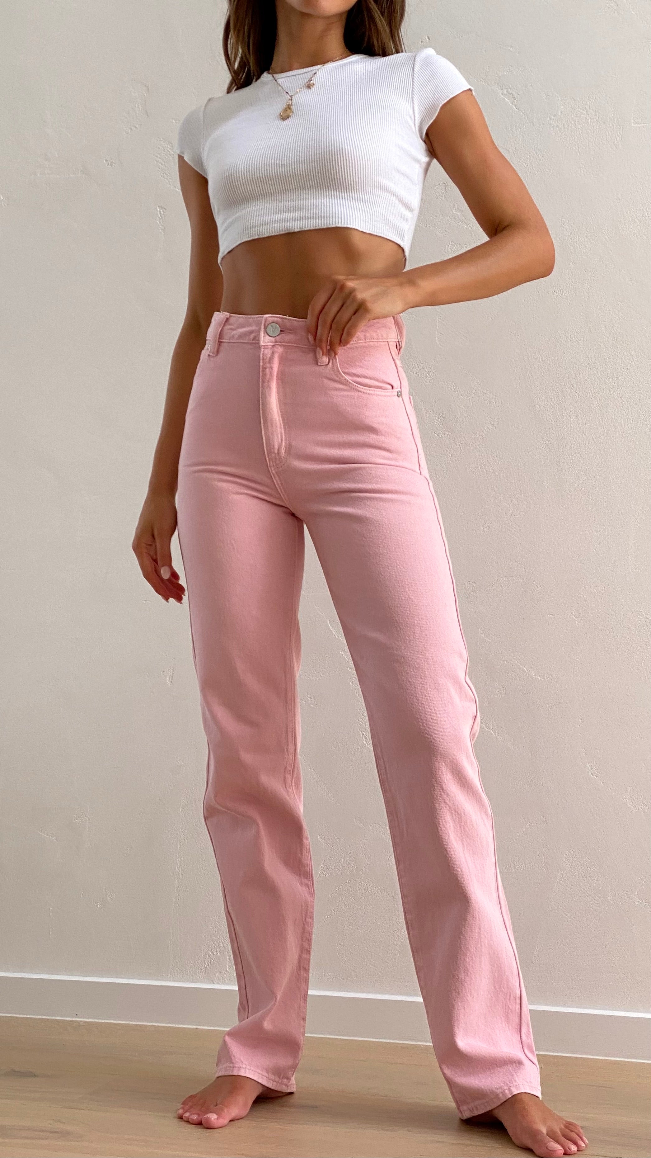 Abrand 94 High Straight Jeans - Cherry Blossom-Sunshines Bliss