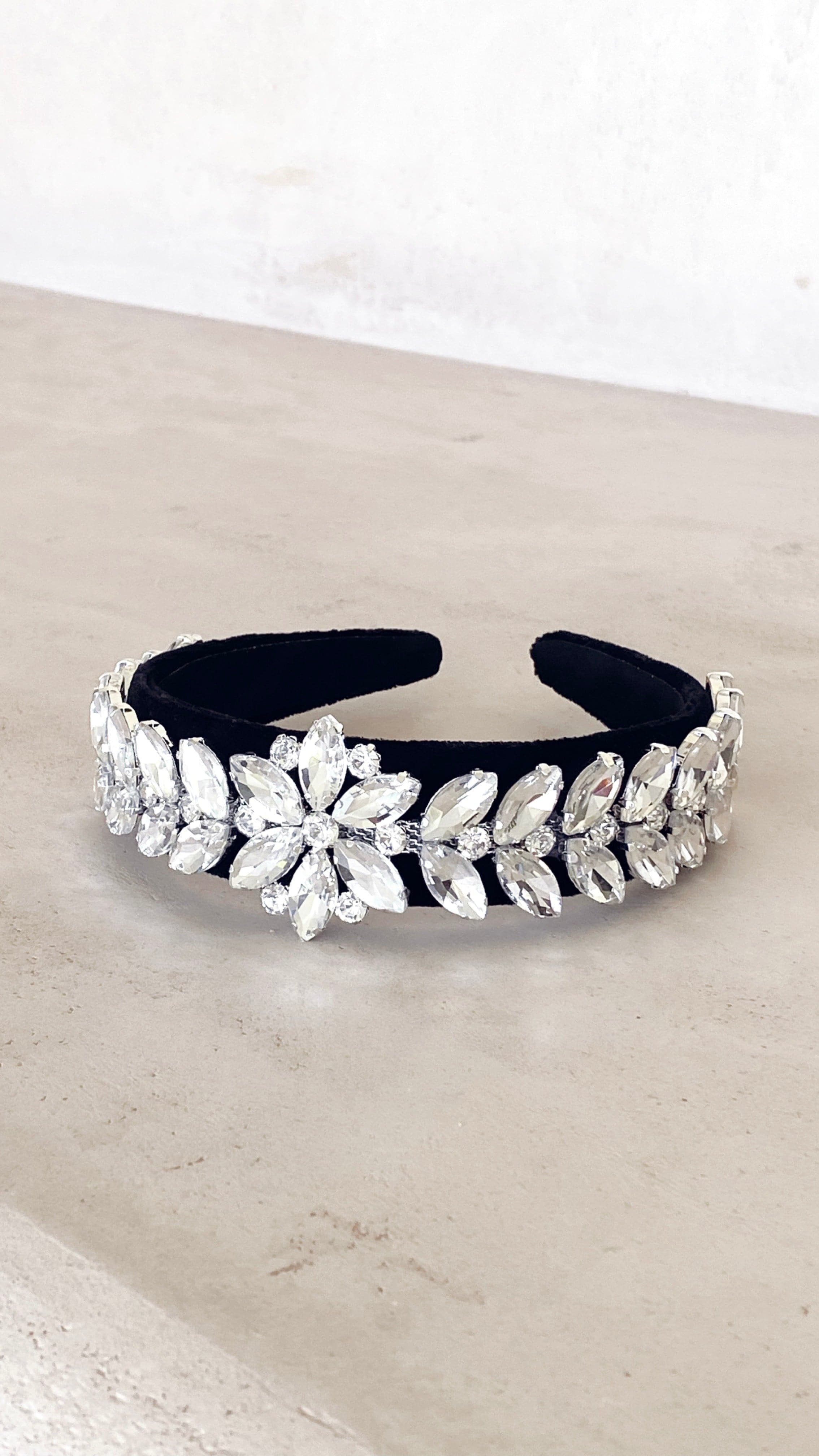Baroque Statement Headband - Black/Crystal-Sunshines Bliss