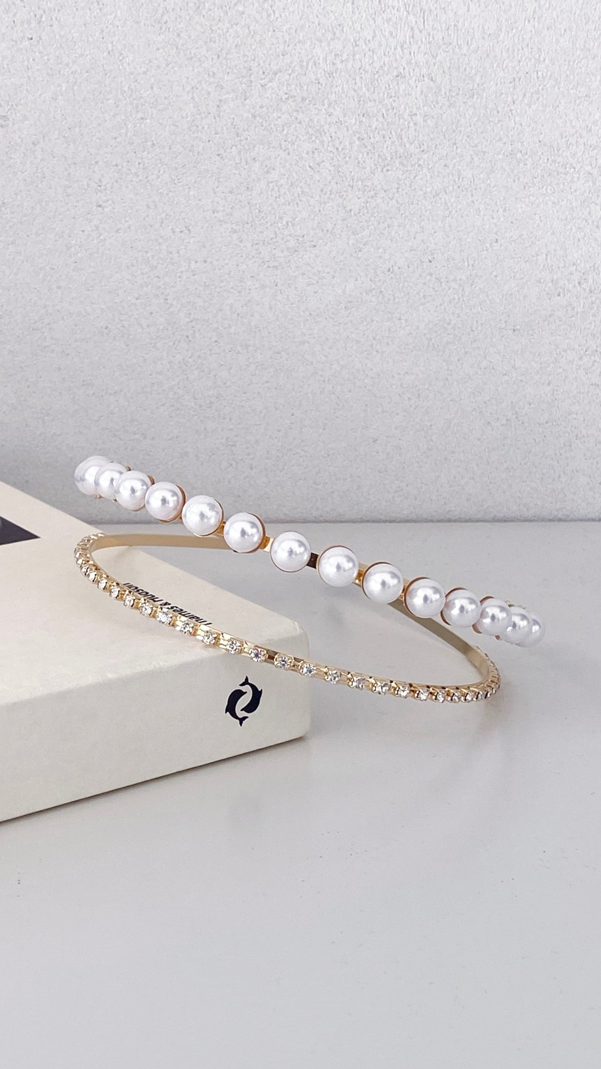 Sinclair Headpiece - Gold/Pearl-Sunshines Bliss