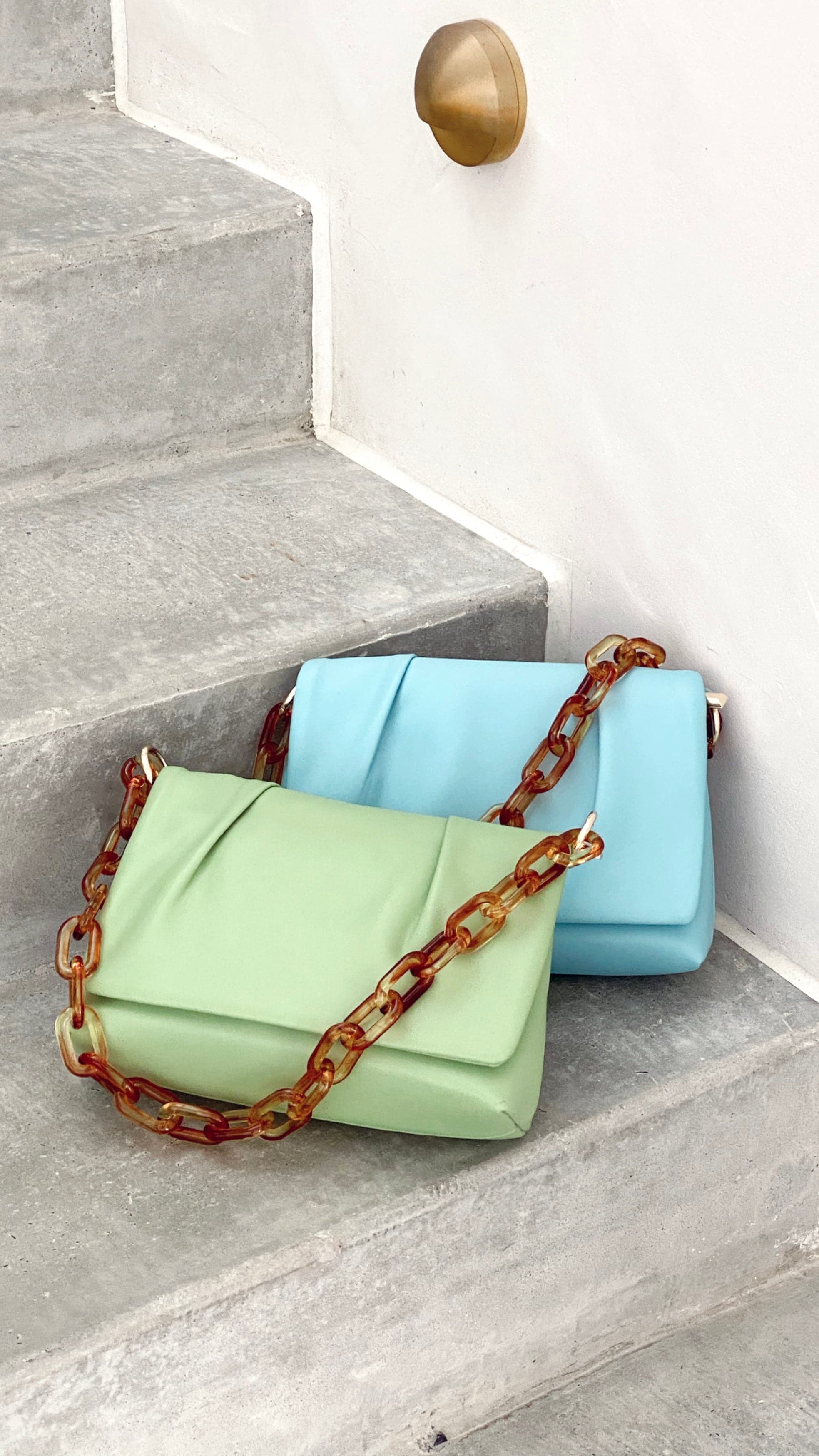 Melany Foldover Pleat Shoulder Bag - Sky Blue-Sunshines Bliss