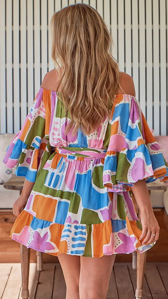 Jasmine Mini Dress - Pablo Print-Sunshines Bliss