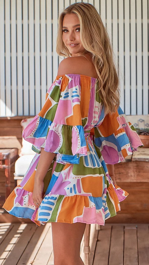 Jasmine Mini Dress - Pablo Print-Sunshines Bliss