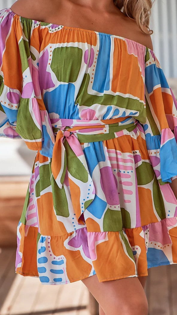 Jasmine Mini Dress - Pablo Print-Sunshines Bliss