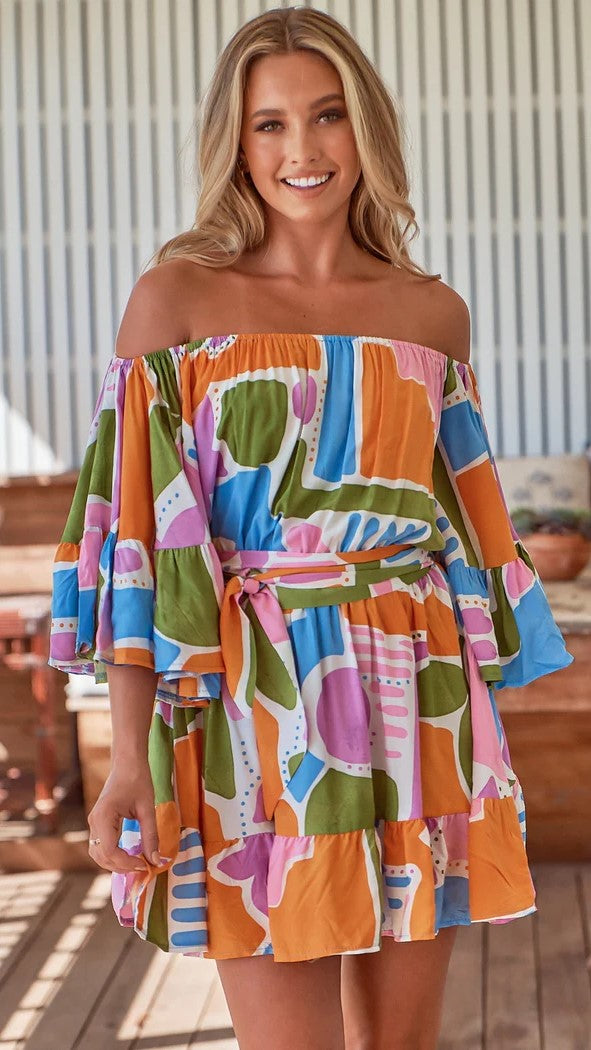 Jasmine Mini Dress - Pablo Print-Sunshines Bliss