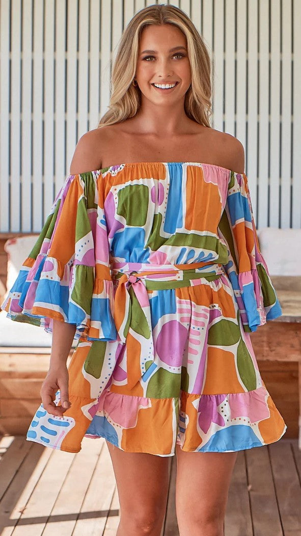 Jasmine Mini Dress - Pablo Print-Sunshines Bliss