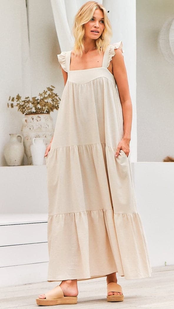 Kahlo Maxi Dress - Natural Oatley Print-Sunshines Bliss