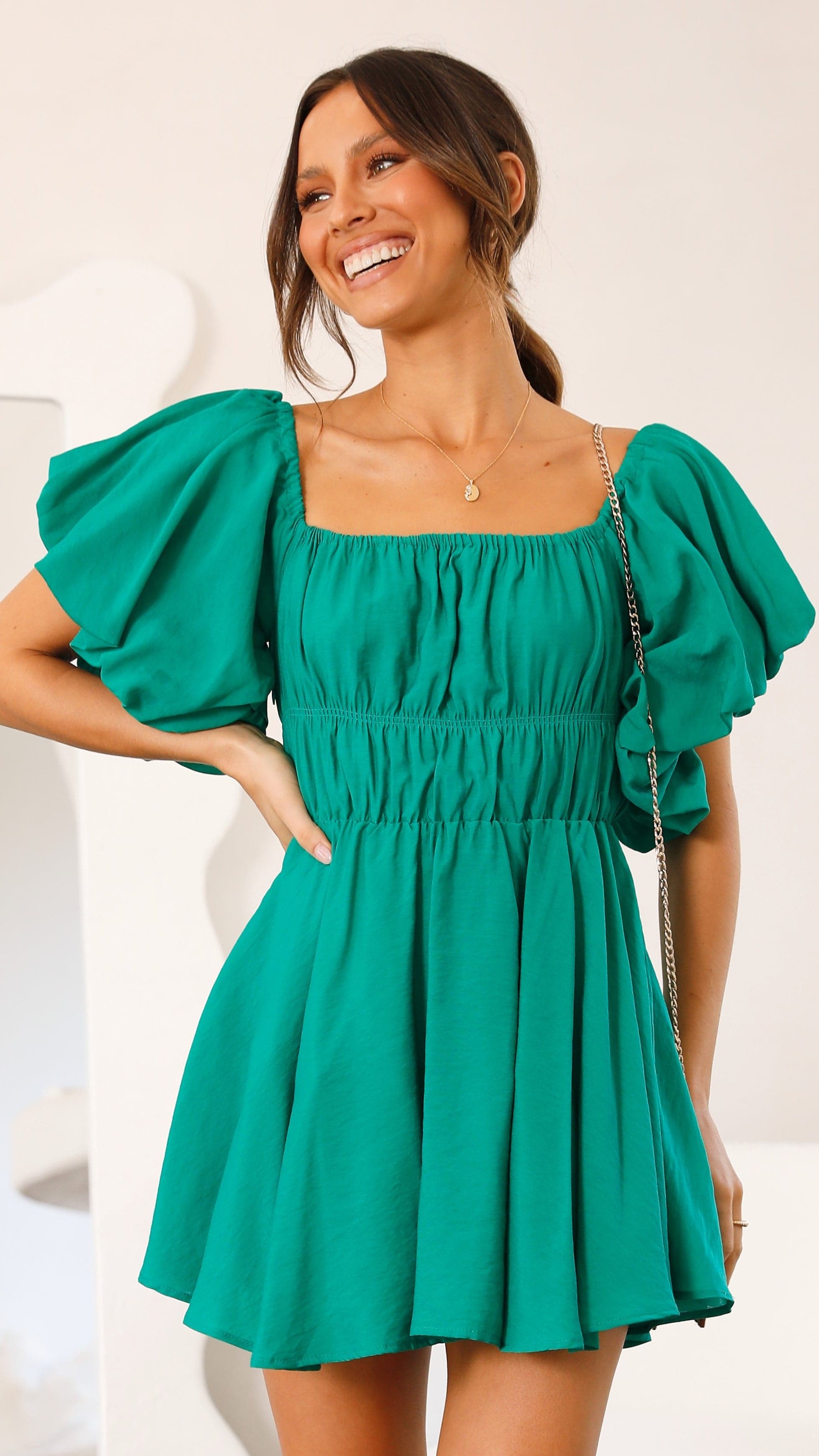 Adi Mini Dress - Green-Sunshines Bliss