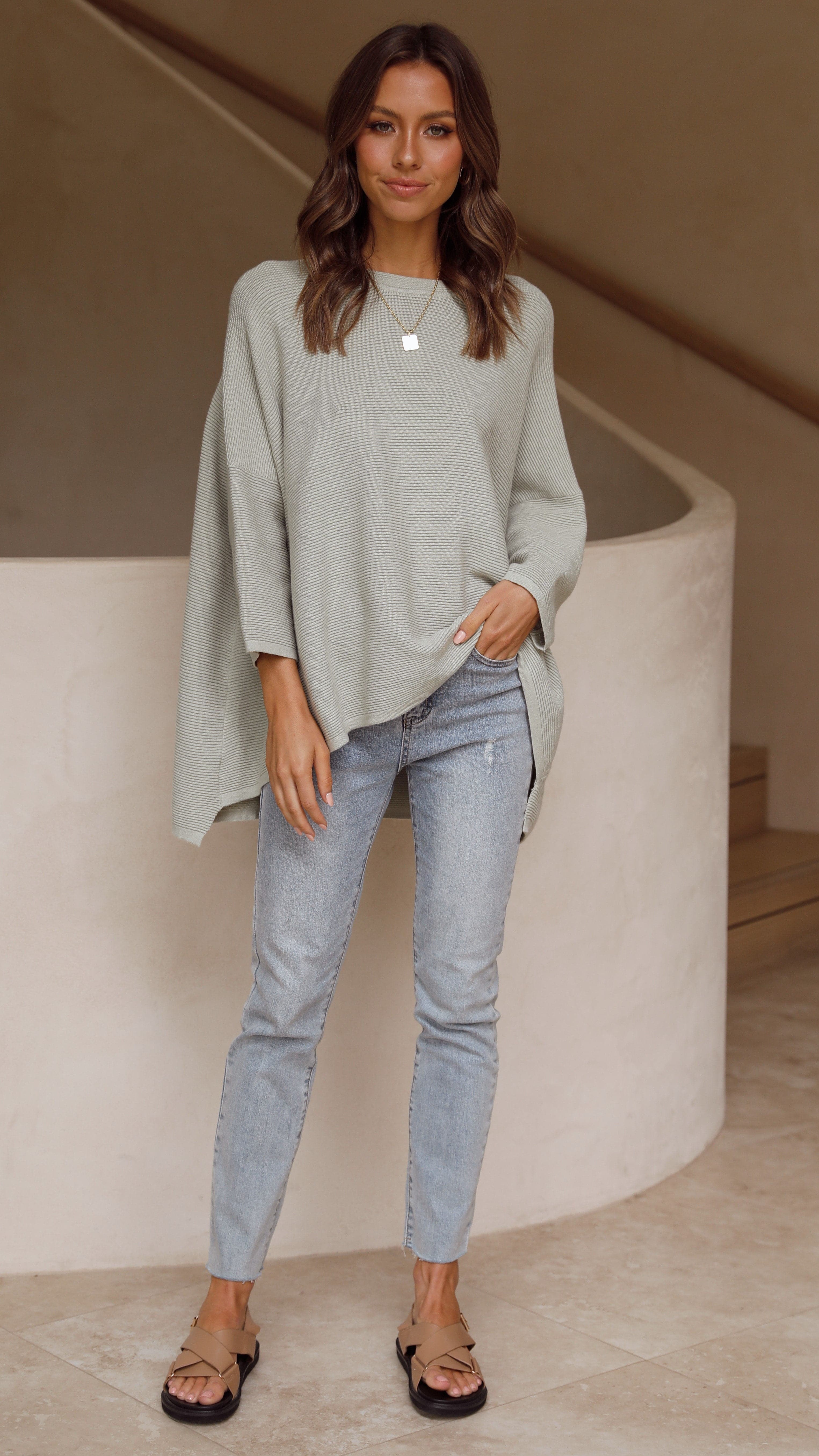 Whispers In The Moment Knit- Sage-Sunshines Bliss