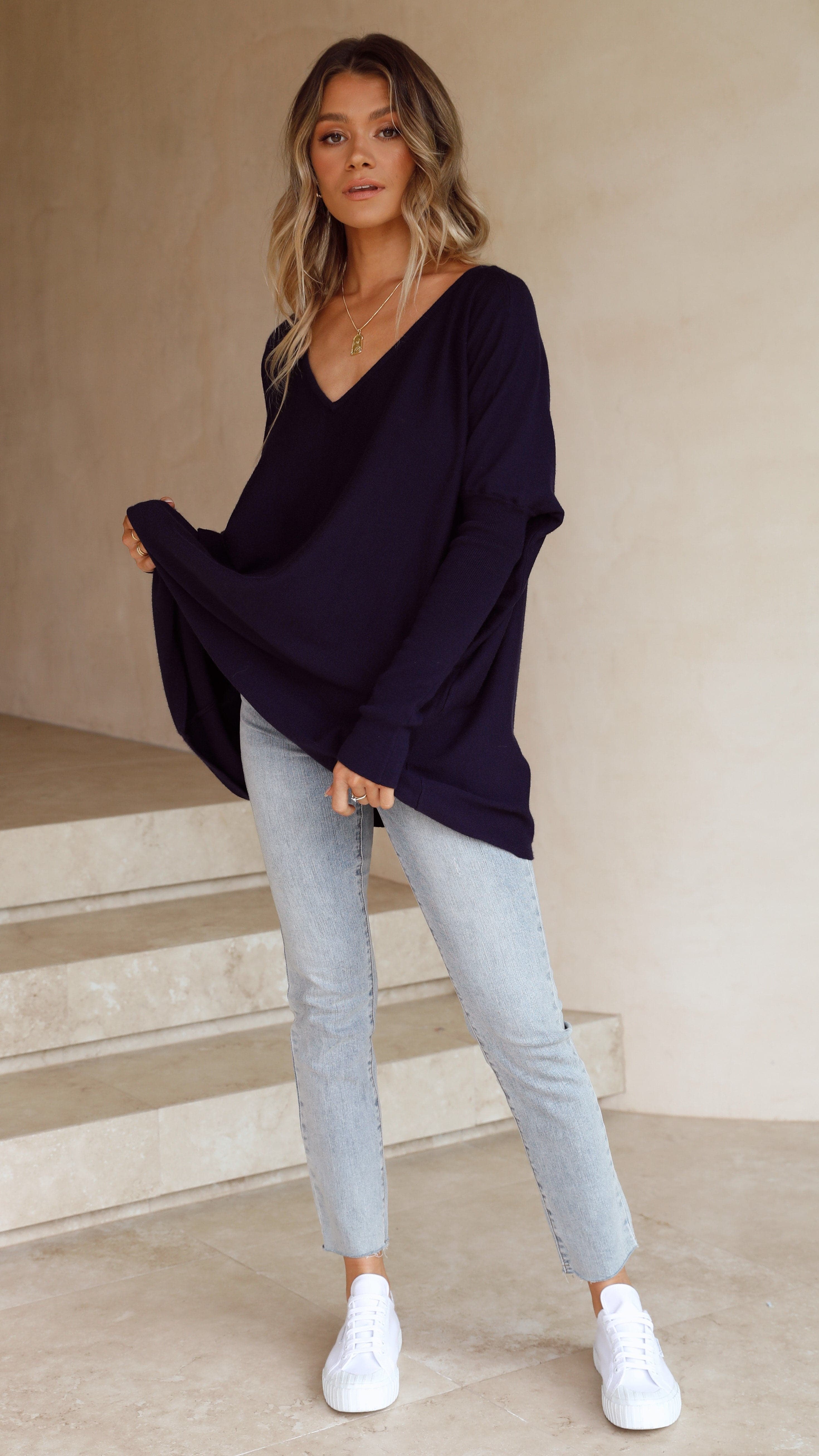 Amalia Knit Top - Navy-Sunshines Bliss