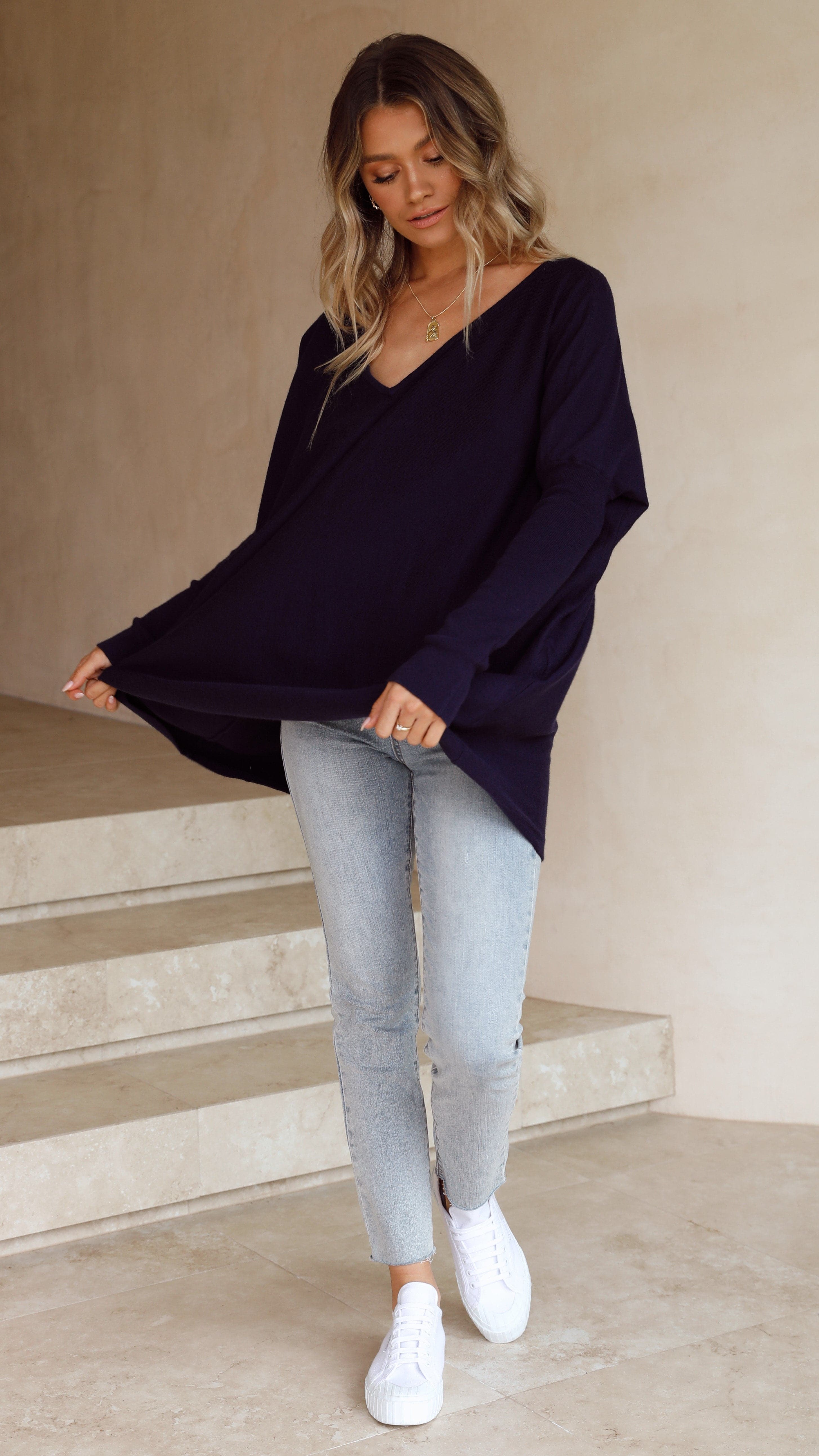 Amalia Knit Top - Navy-Sunshines Bliss