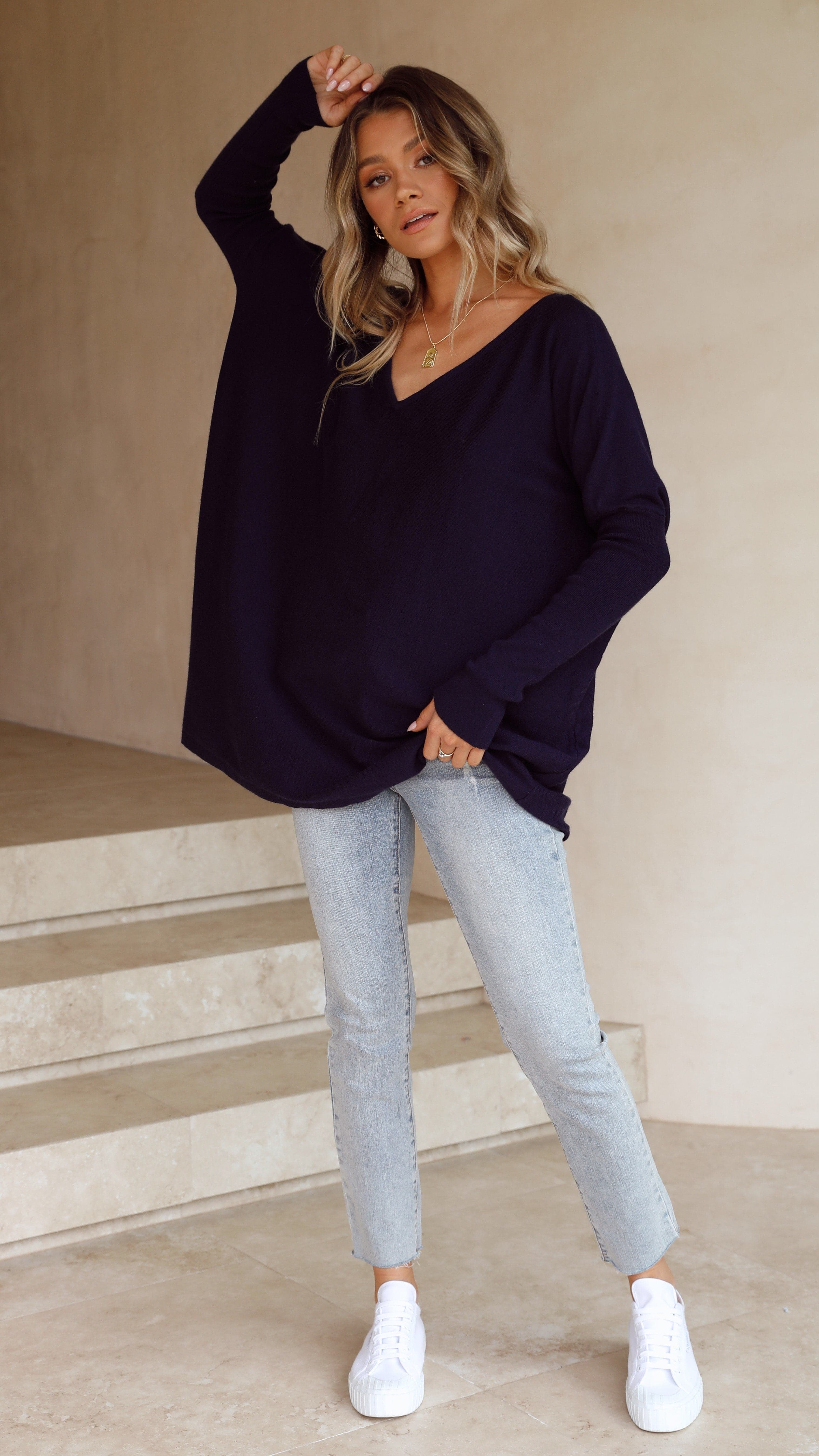 Amalia Knit Top - Navy-Sunshines Bliss
