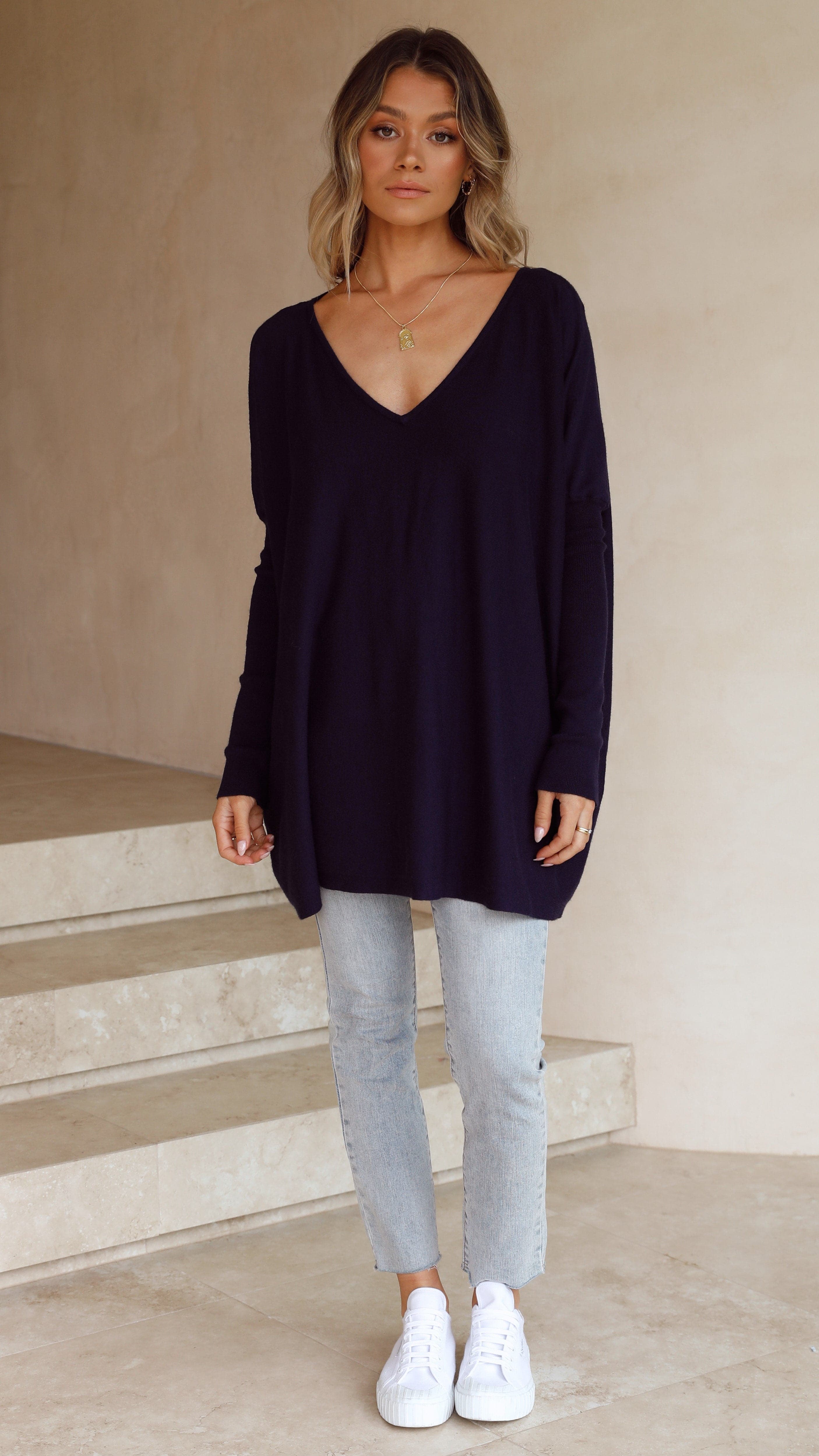 Amalia Knit Top - Navy-Sunshines Bliss