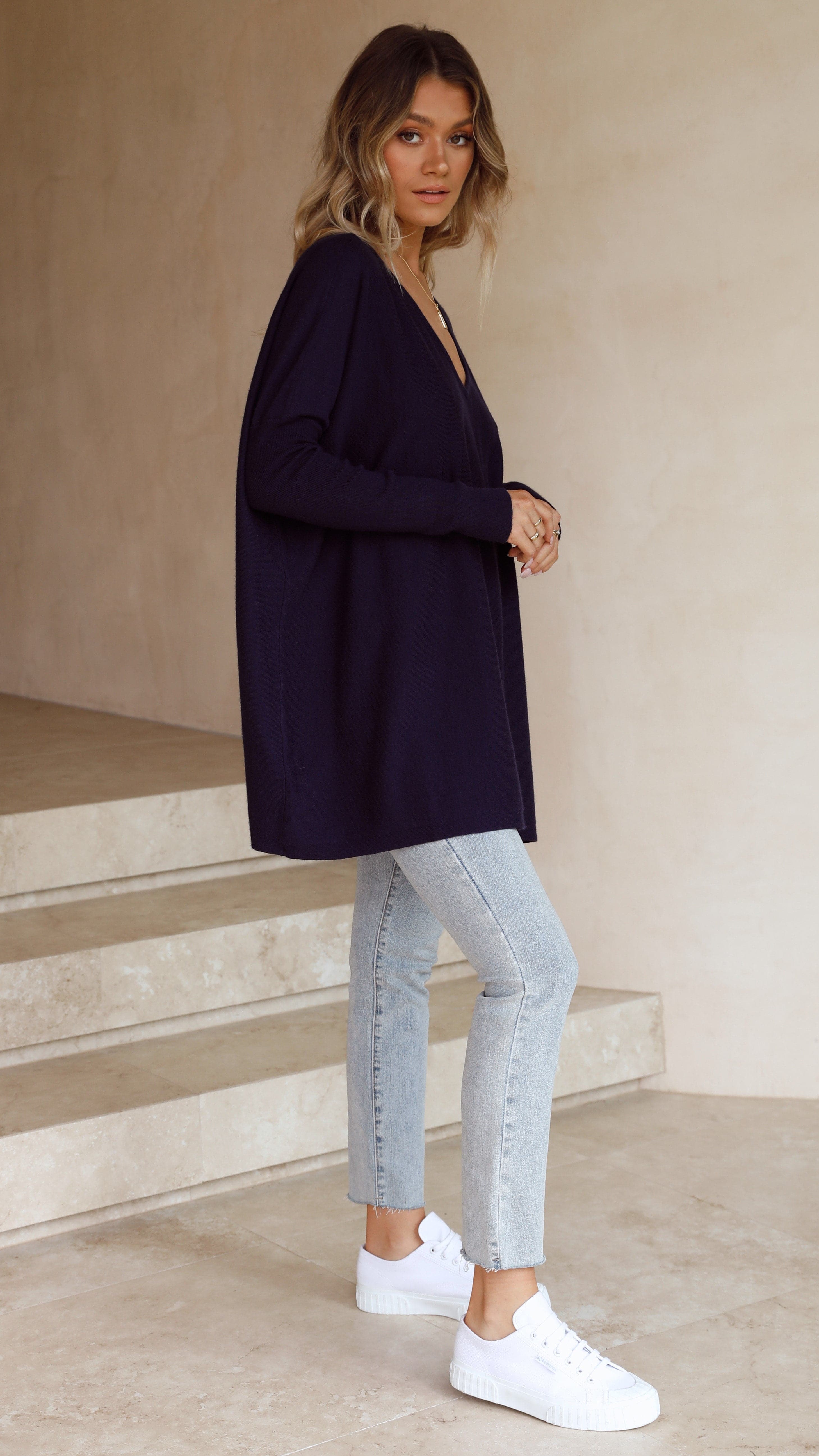 Amalia Knit Top - Navy-Sunshines Bliss