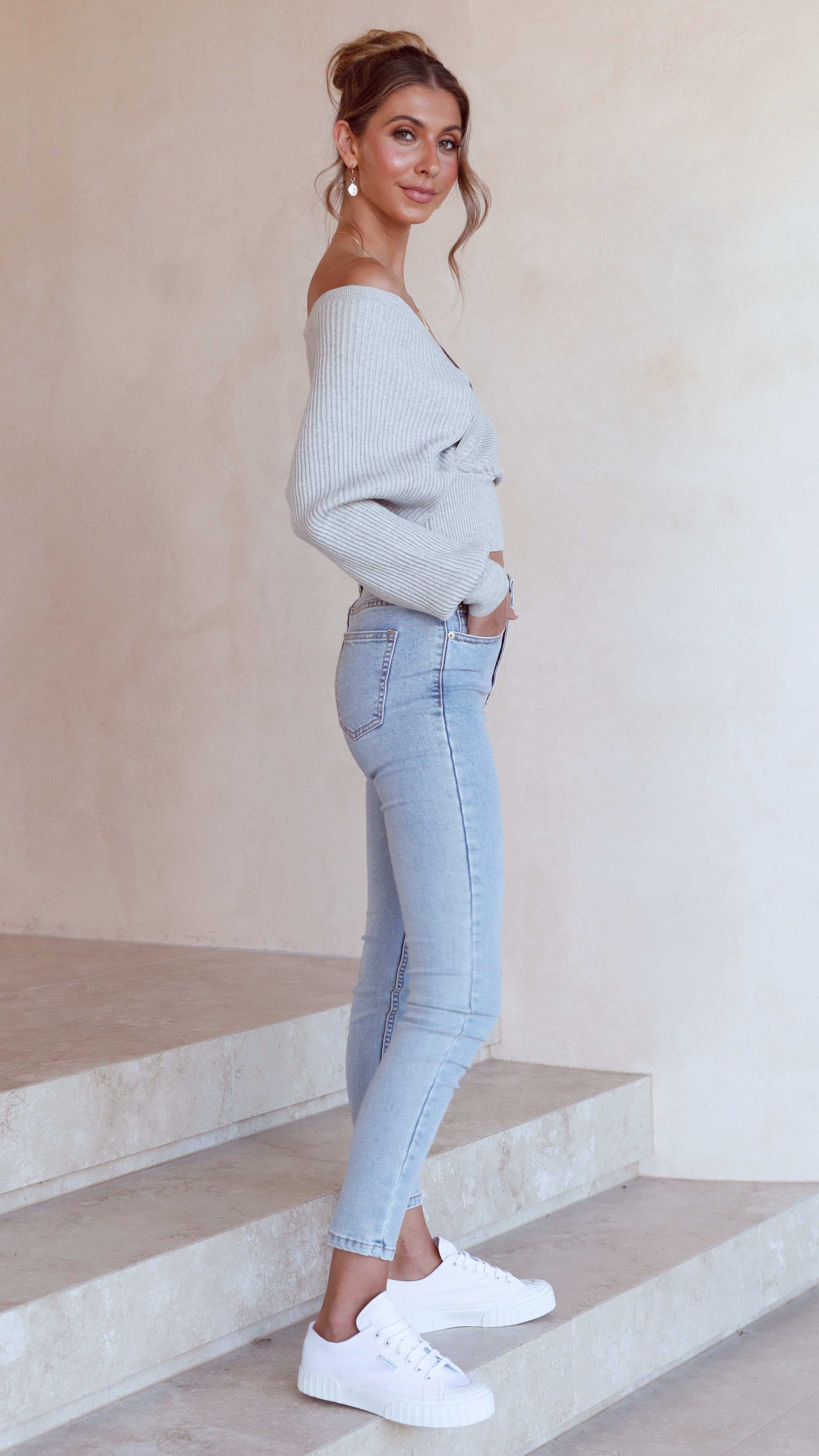 Posse Knit Top - Grey-Sunshines Bliss