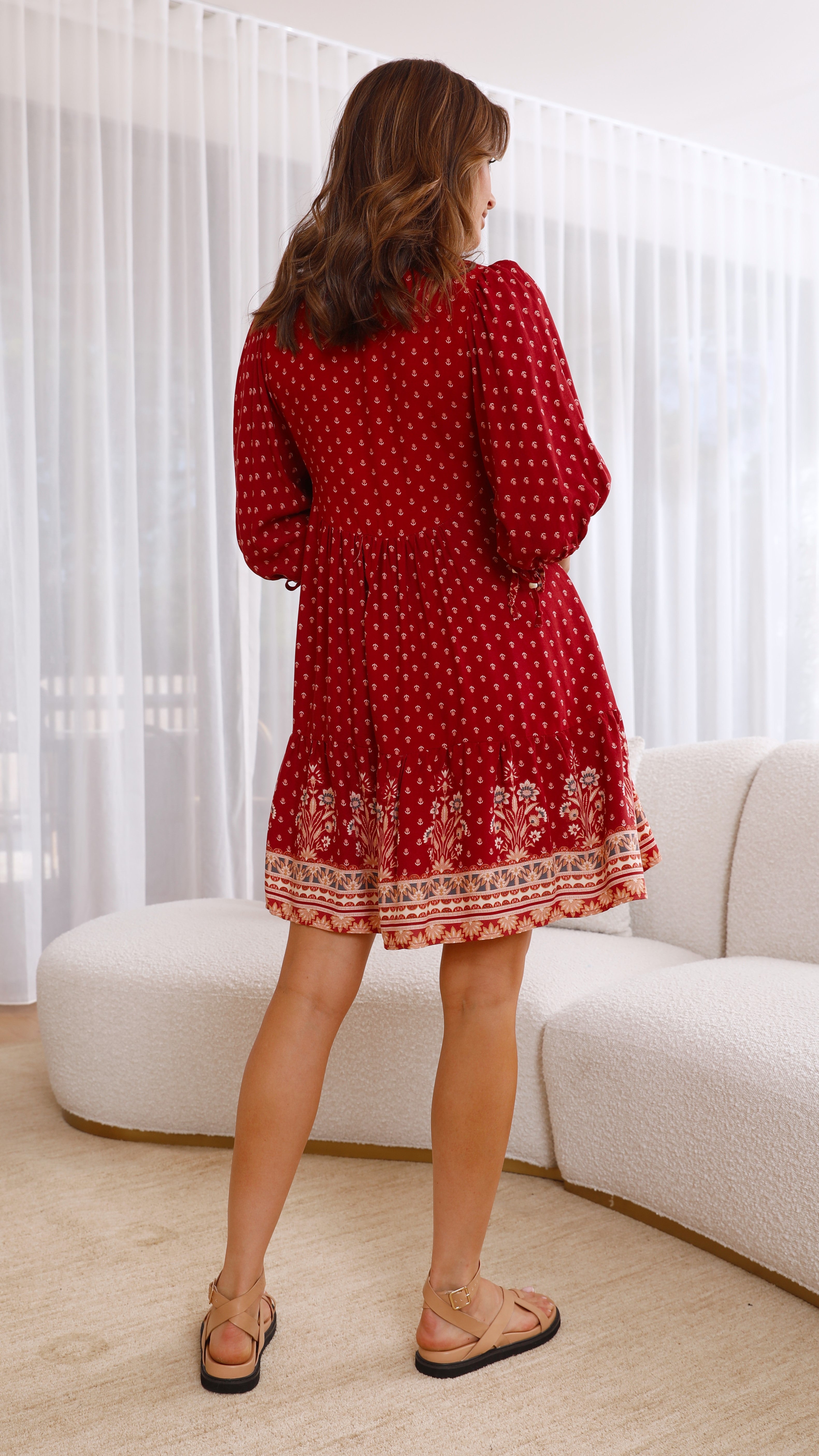 Tabitha Mini Dress - Brick Print-Sunshines Bliss