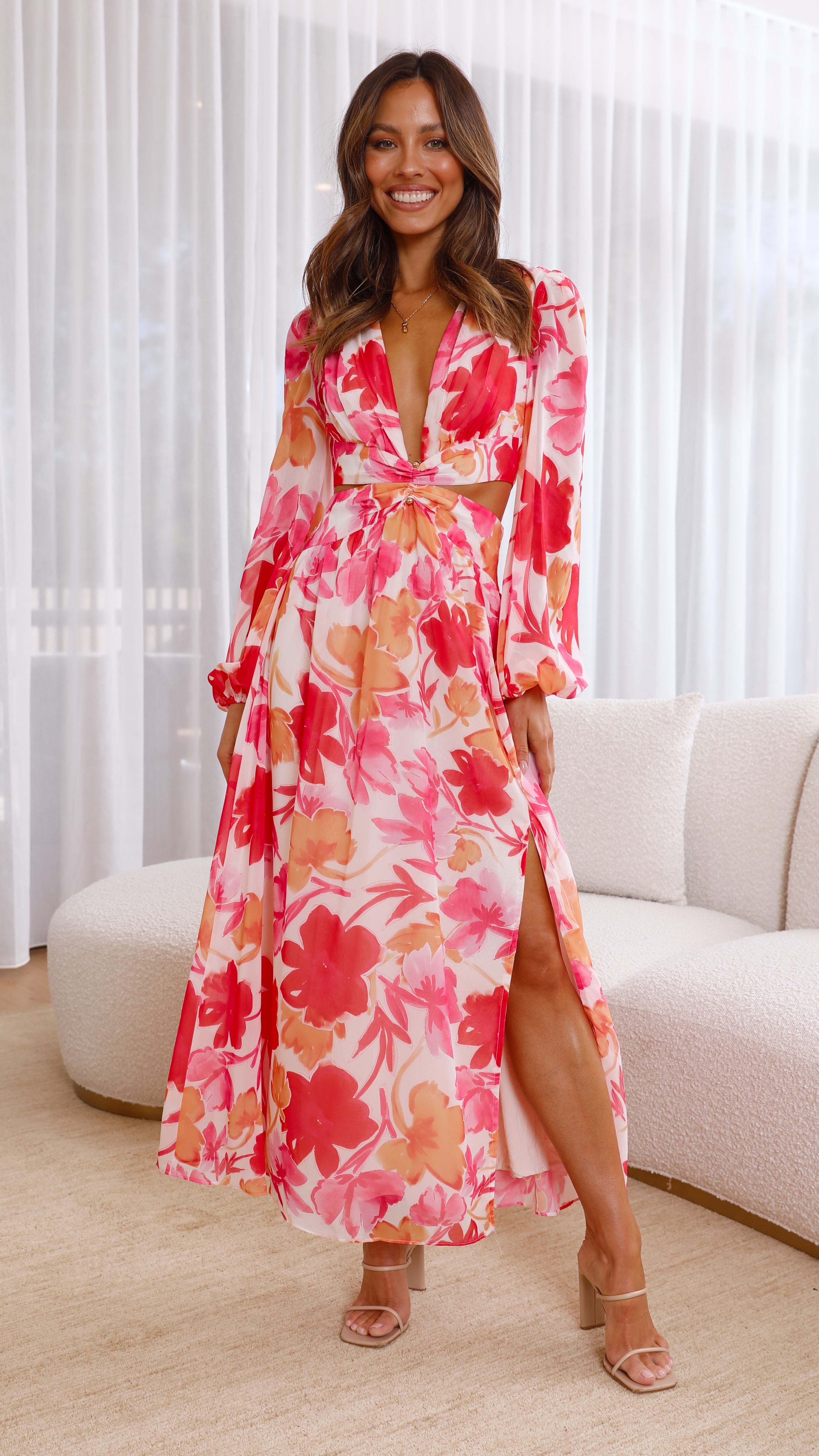 Darby Maxi Dress - Pink/Red Floral-Sunshines Bliss
