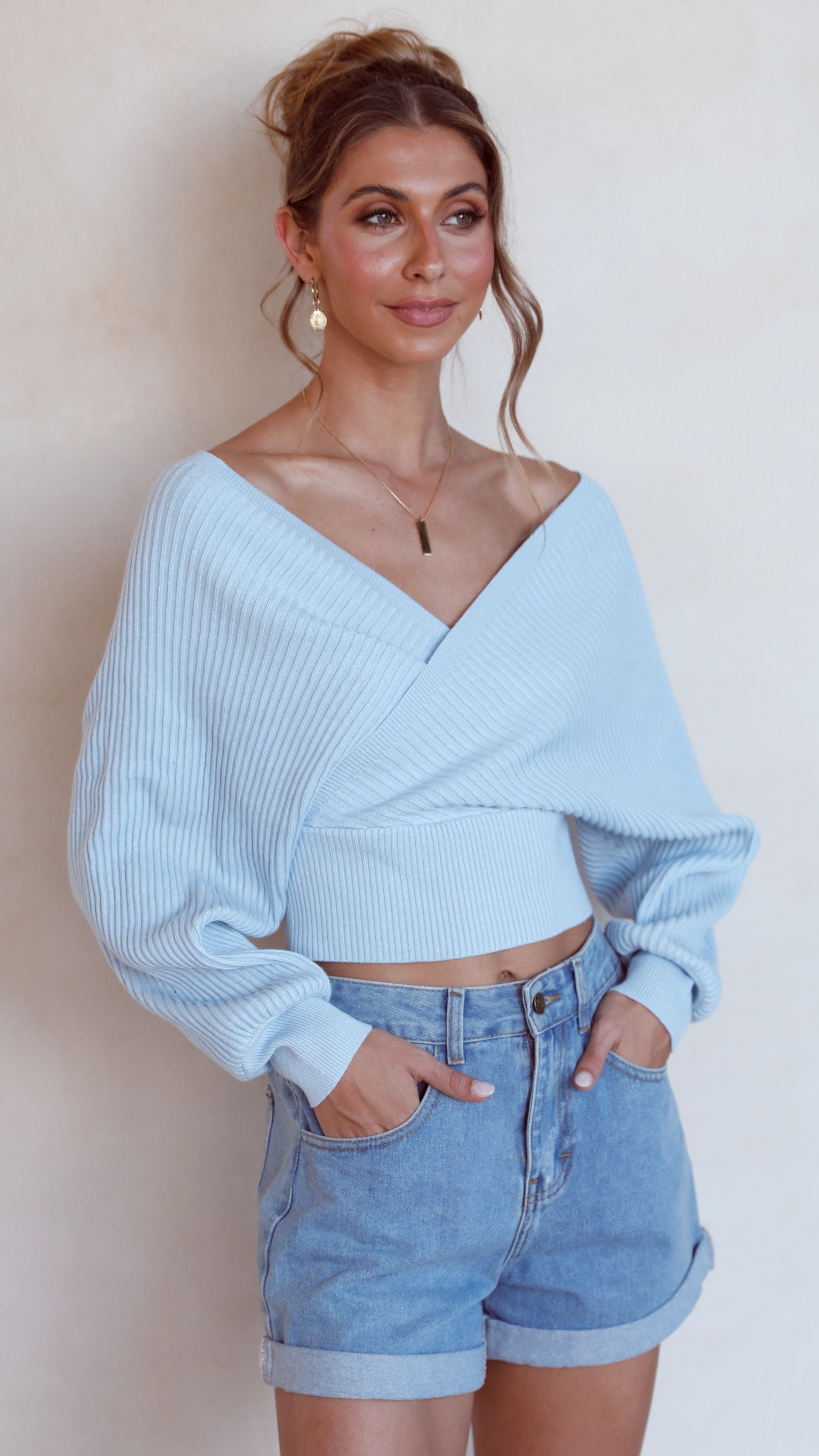 Posse Knit Top - Blue-Sunshines Bliss