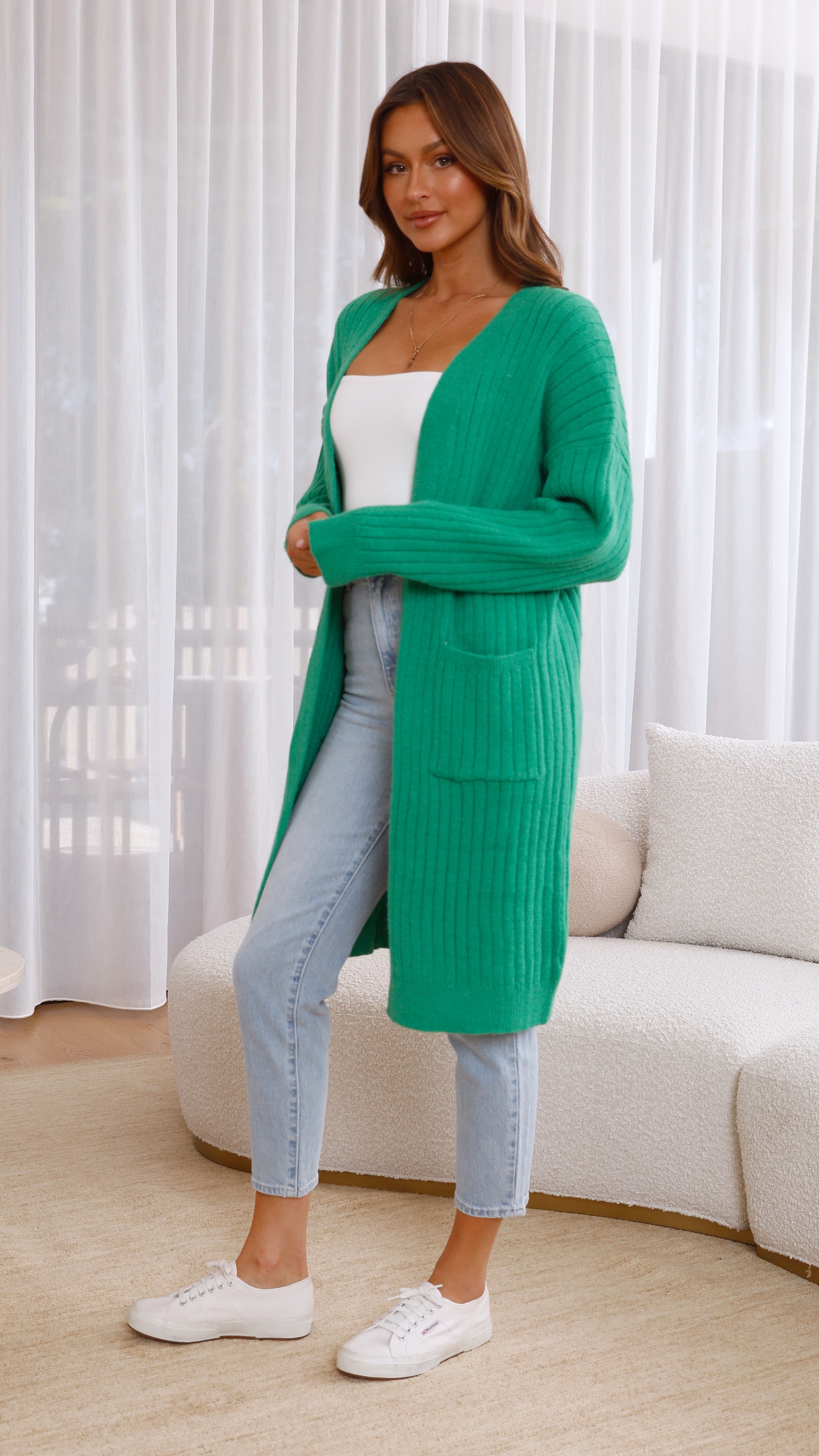 Blair Knit Cardigan - Green-Sunshines Bliss