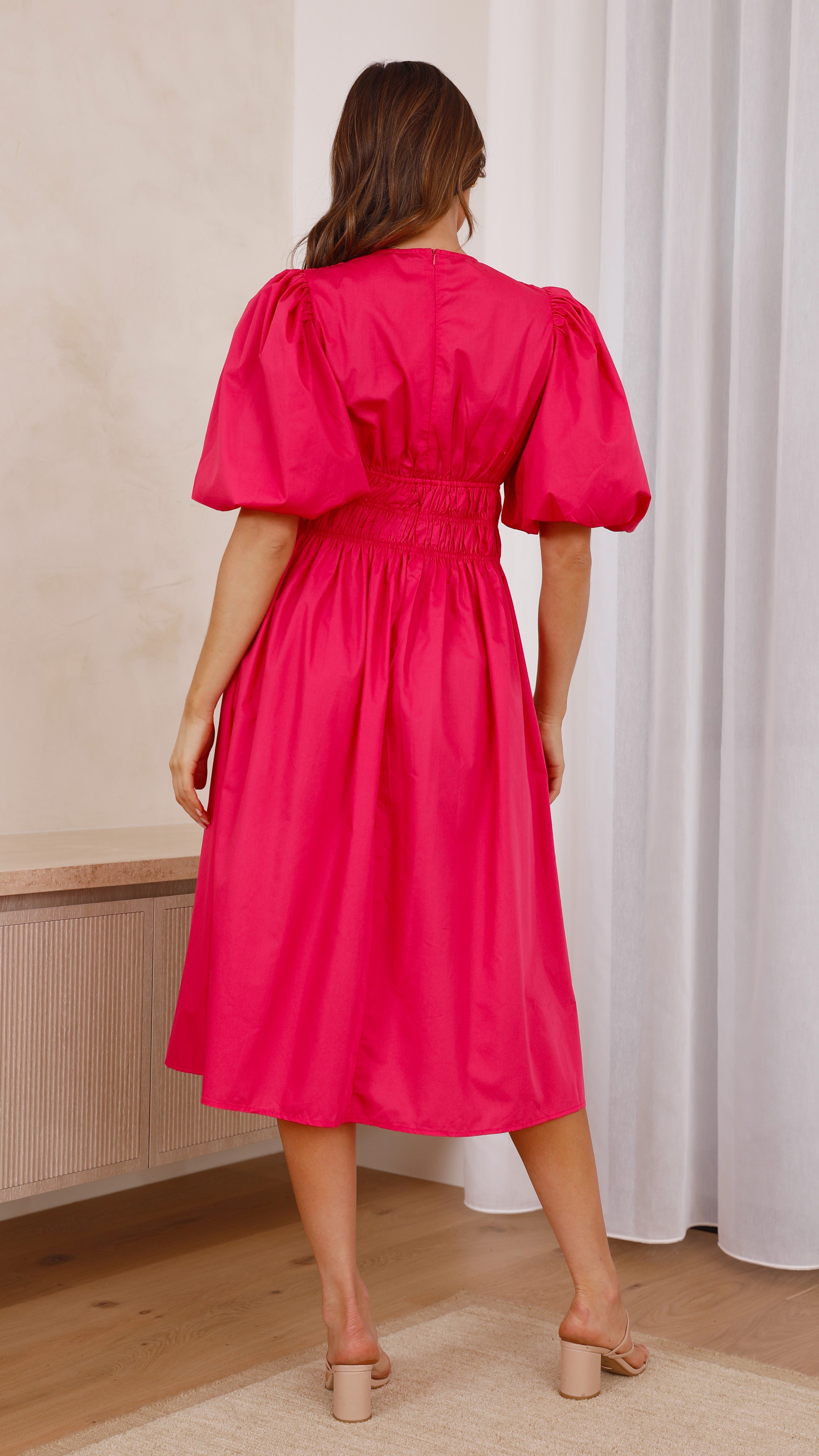 Jaymie Midi Dress - Hot Pink-Sunshines Bliss