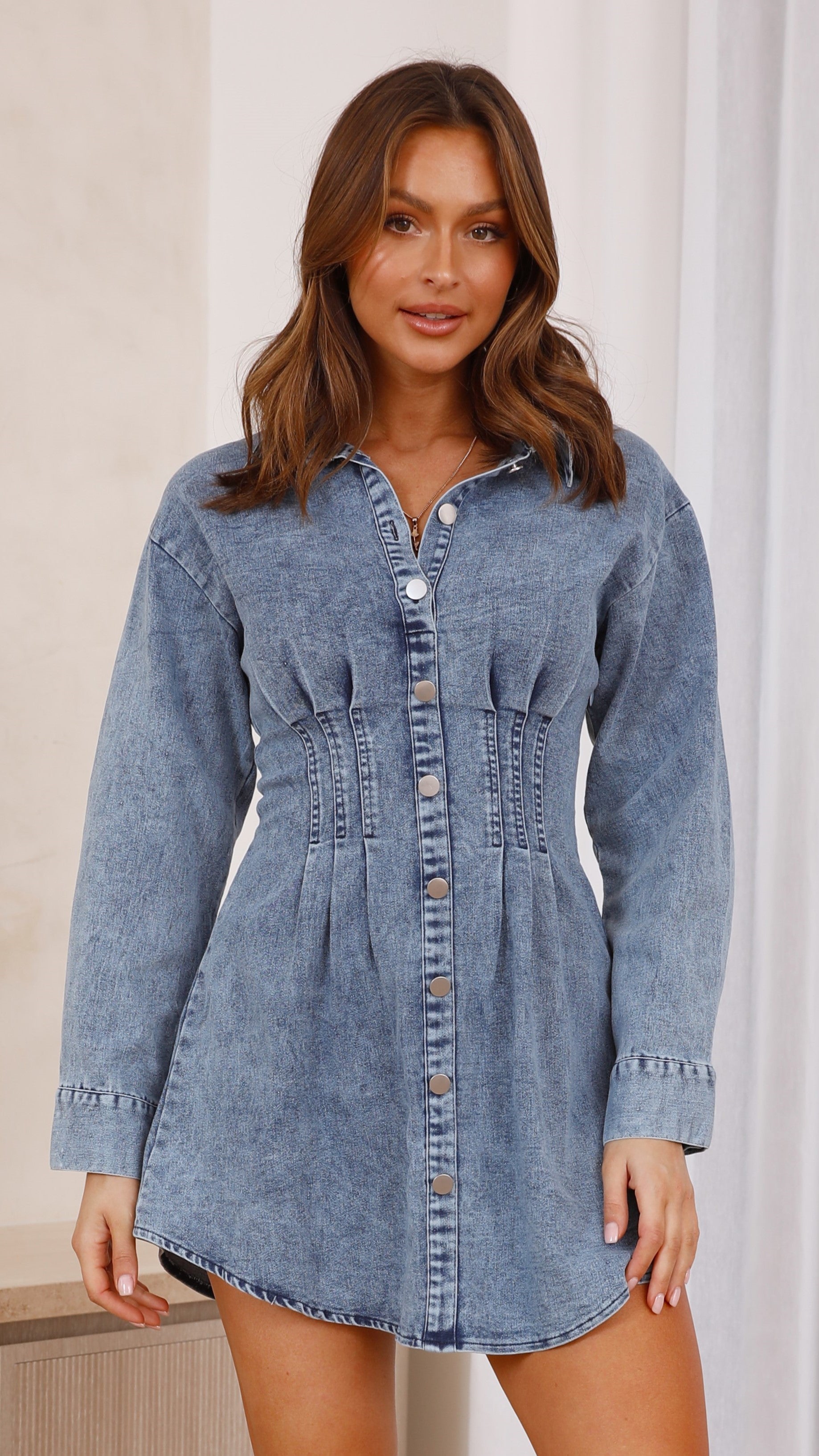 Deni Mini Dress - Denim-Sunshines Bliss