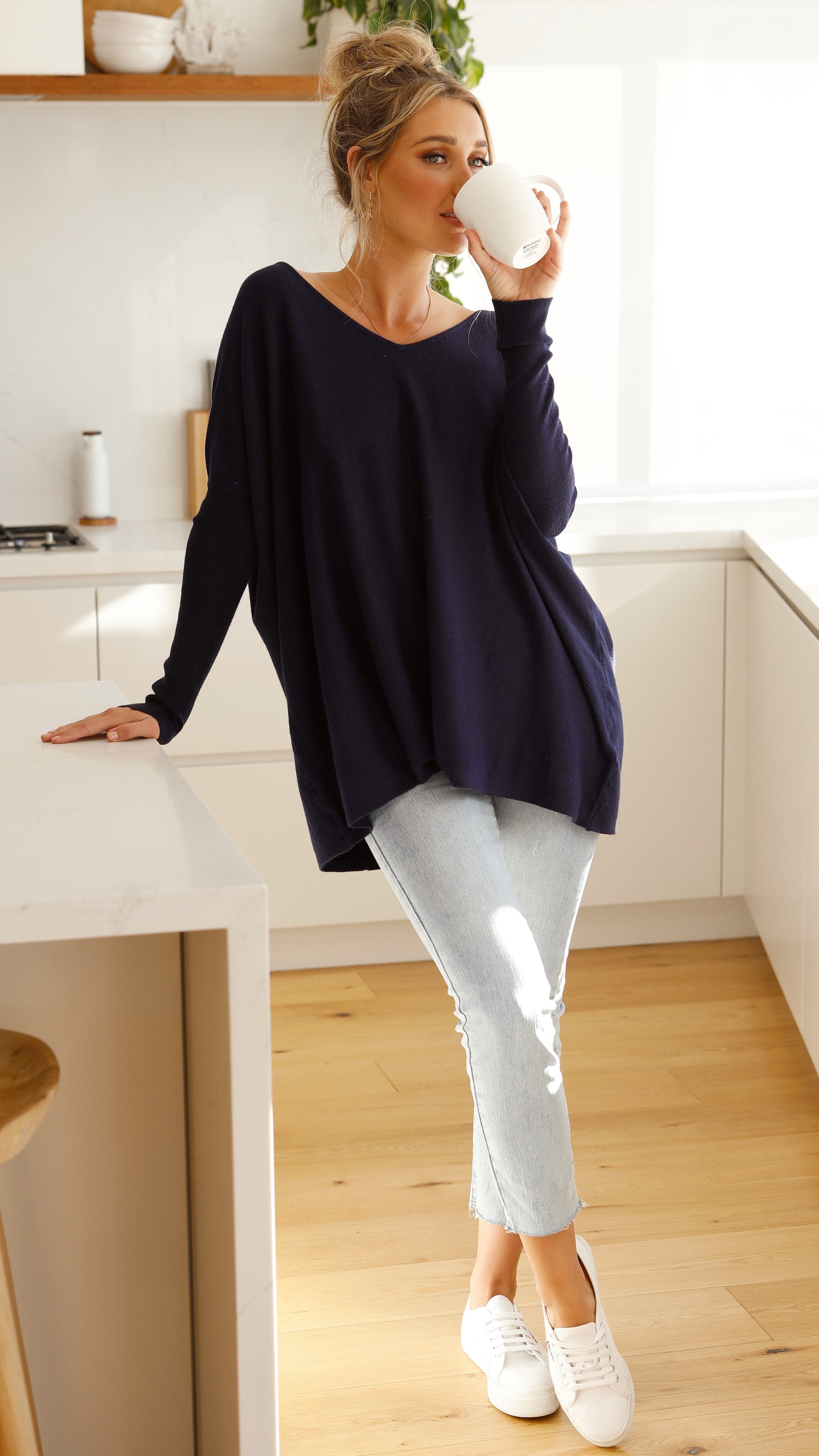 Amalia Knit Top - Navy-Sunshines Bliss