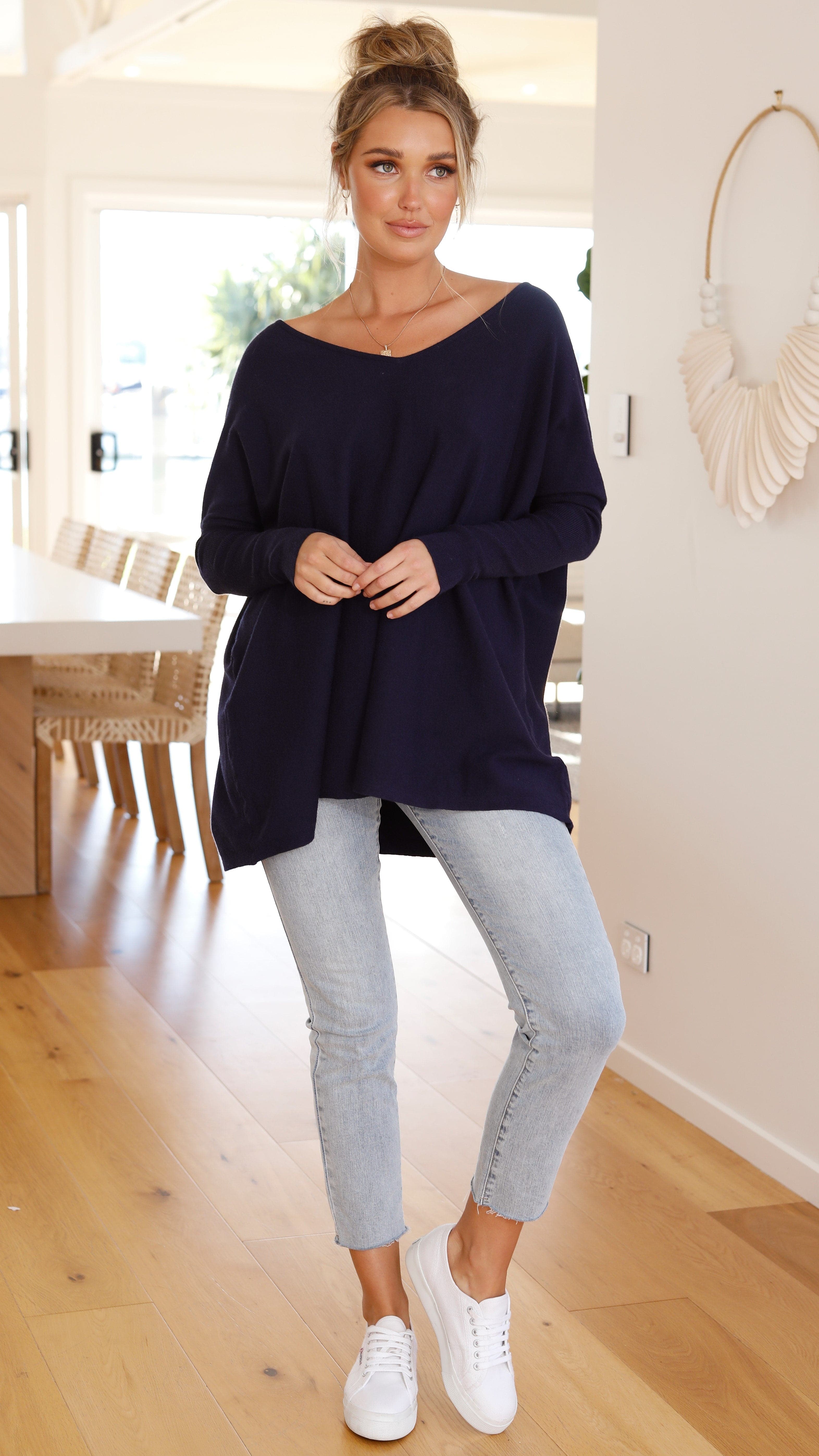 Amalia Knit Top - Navy-Sunshines Bliss