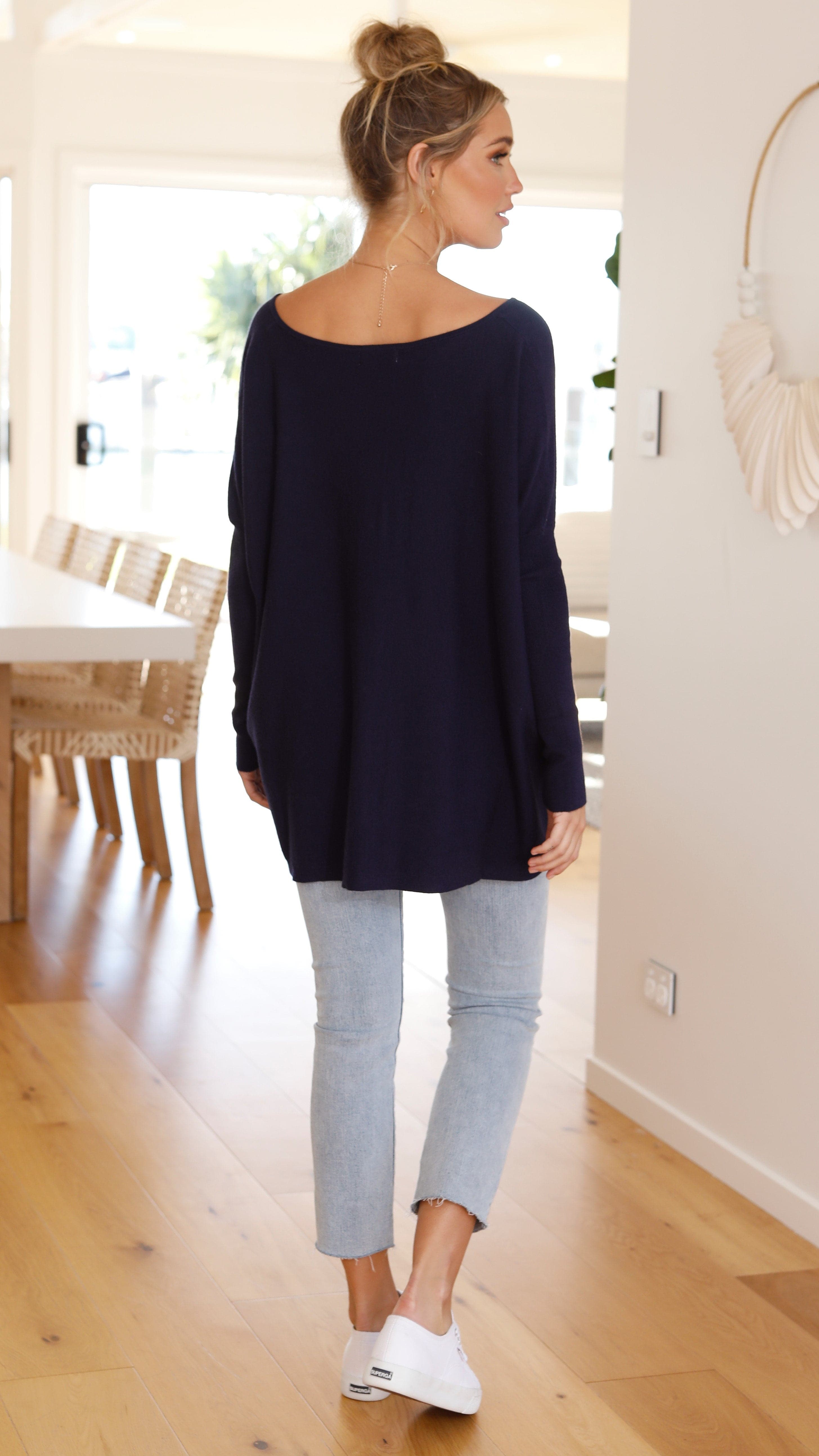 Amalia Knit Top - Navy-Sunshines Bliss