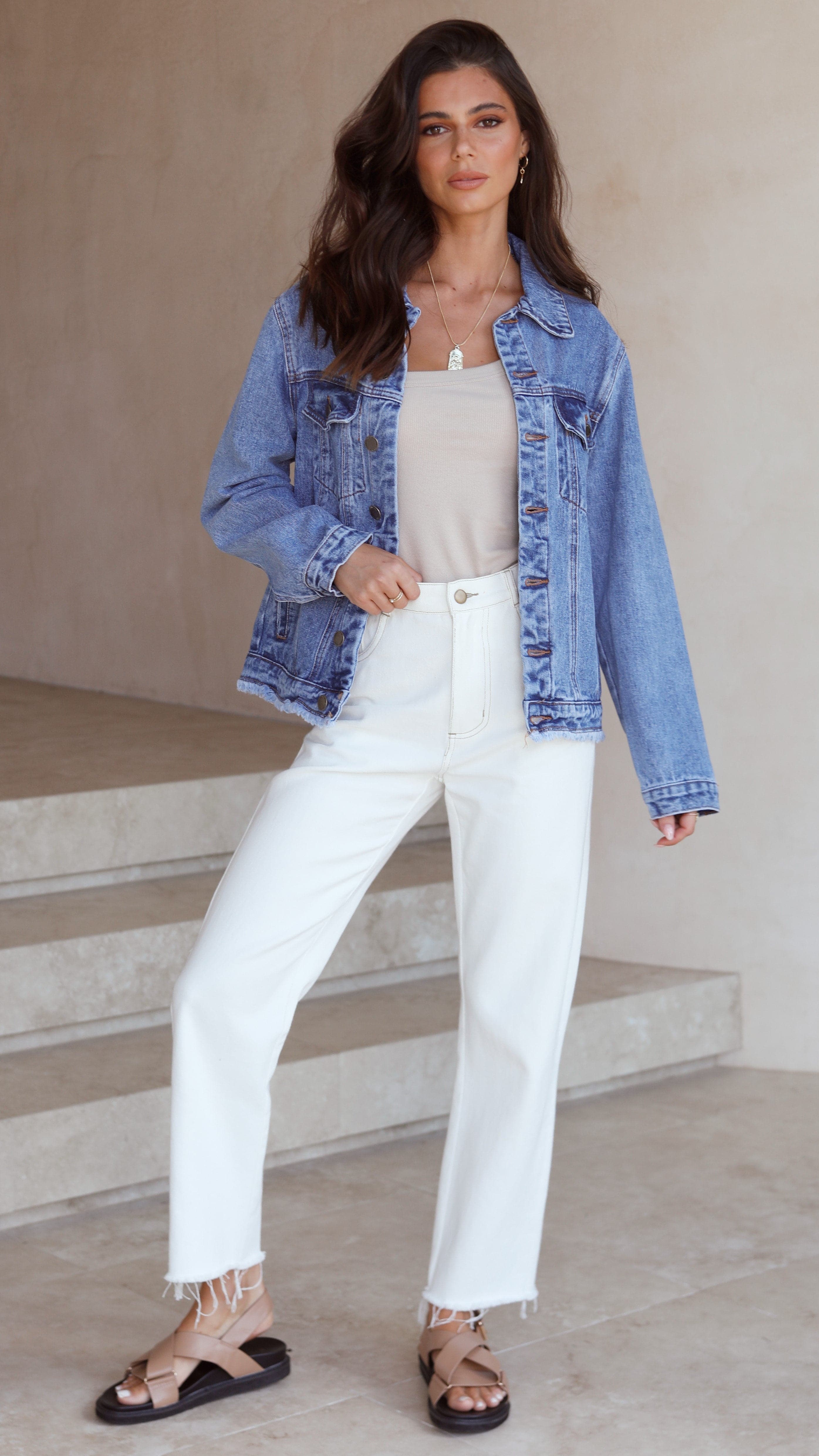 Mikado Denim Jacket - Medium Blue-Sunshines Bliss