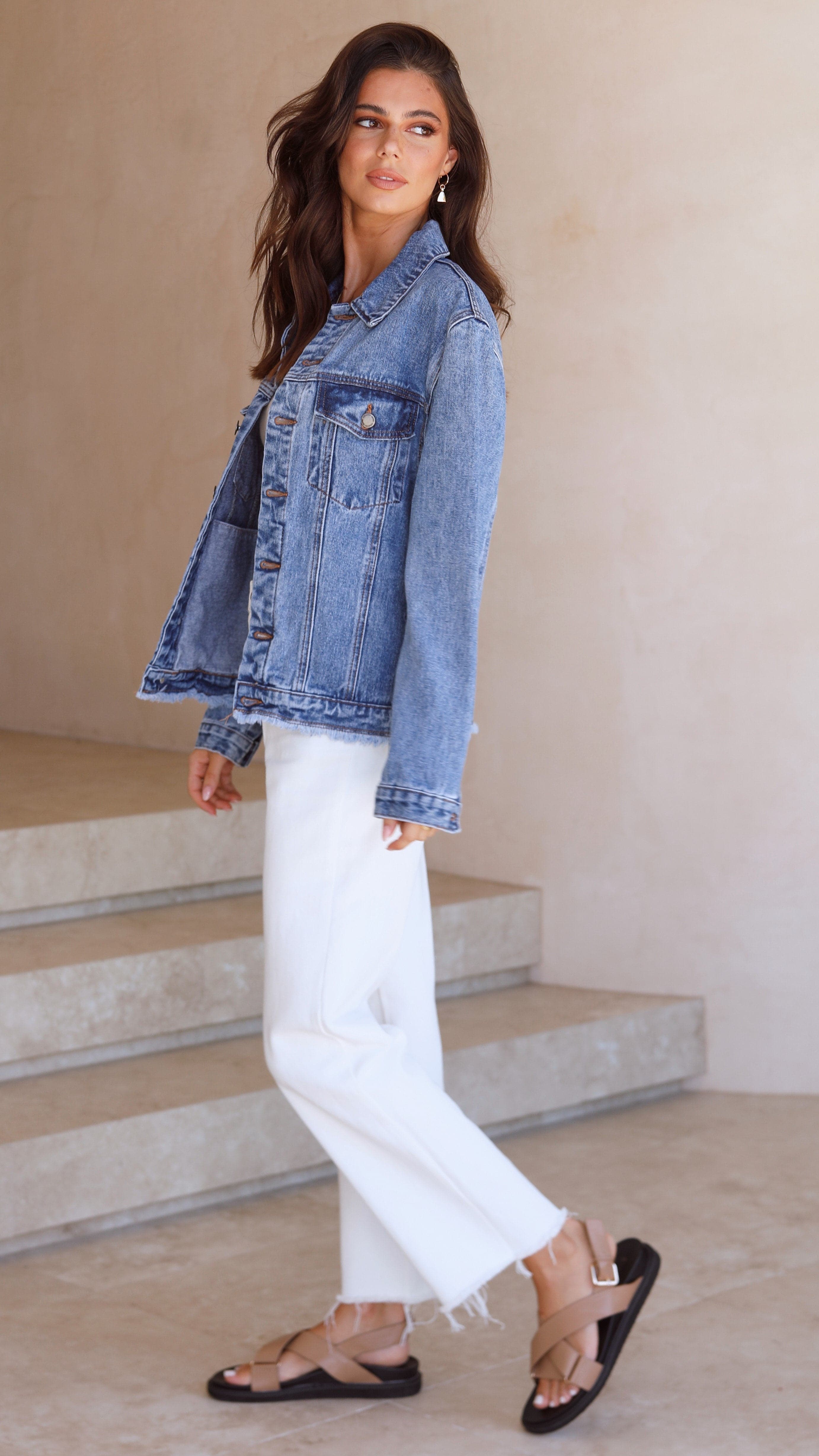 Mikado Denim Jacket - Medium Blue-Sunshines Bliss