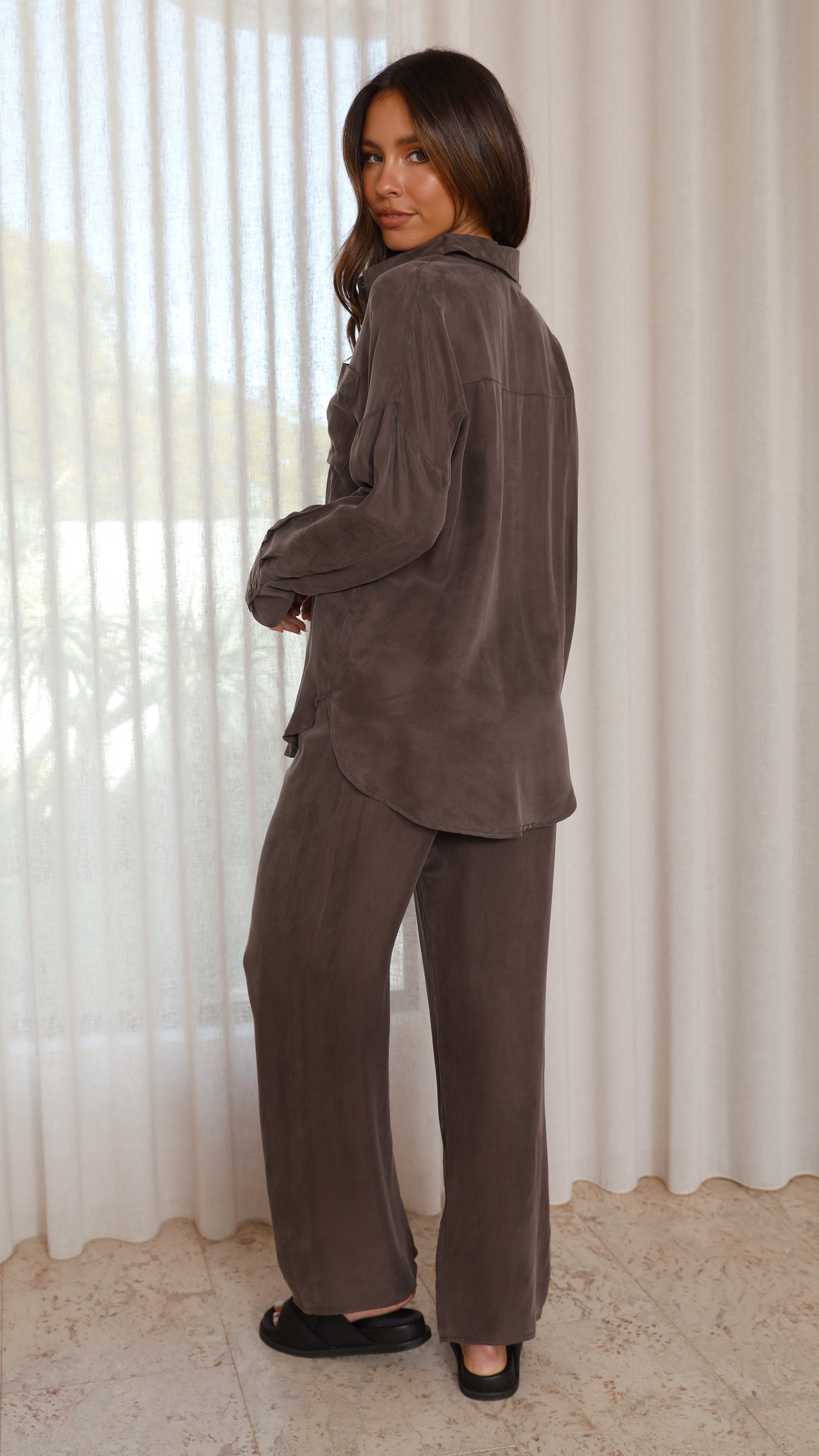 Montana Pants - Warm Grey Cupro-Sunshines Bliss