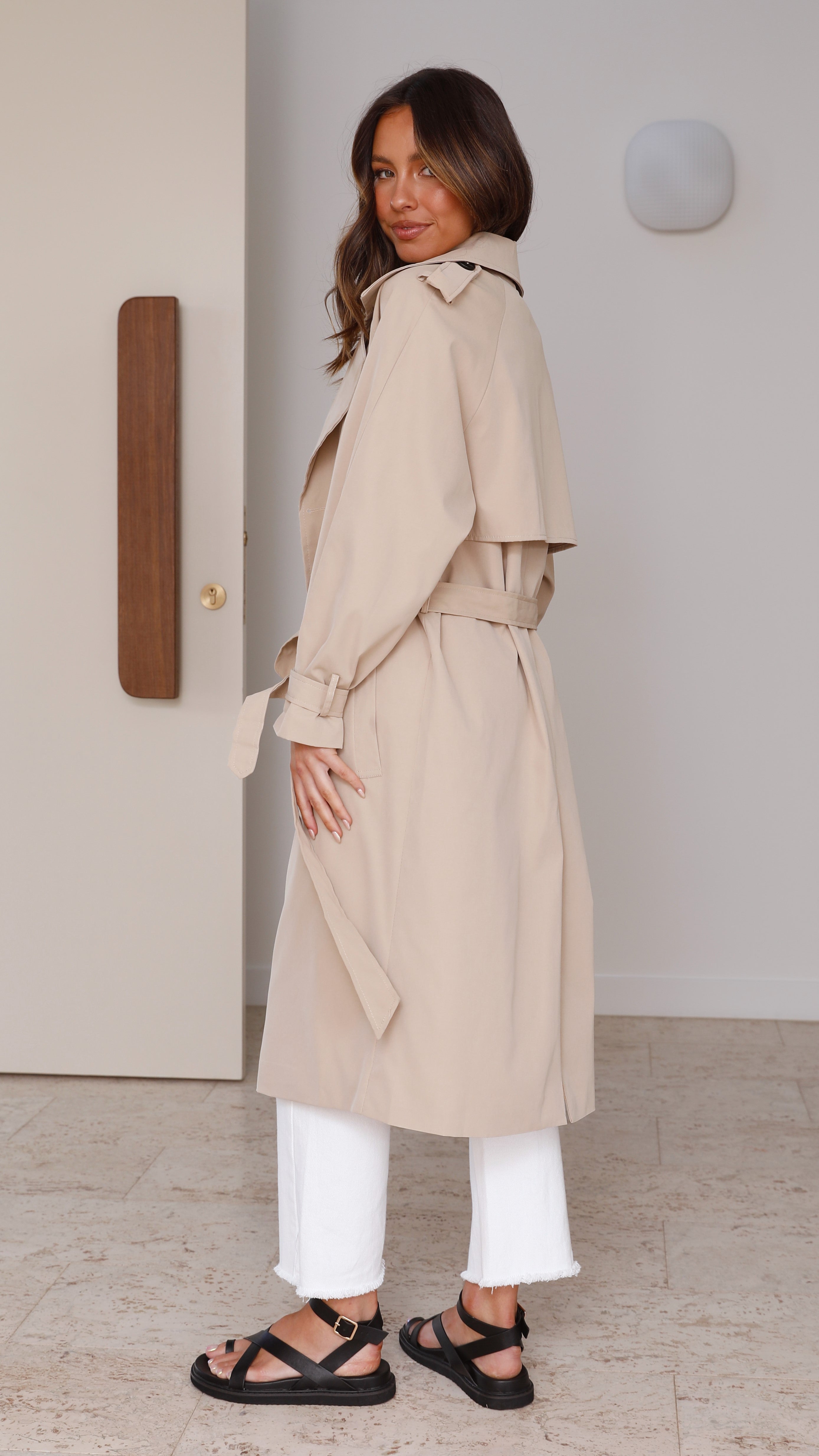 Samara Trench Coat - Beige-Sunshines Bliss
