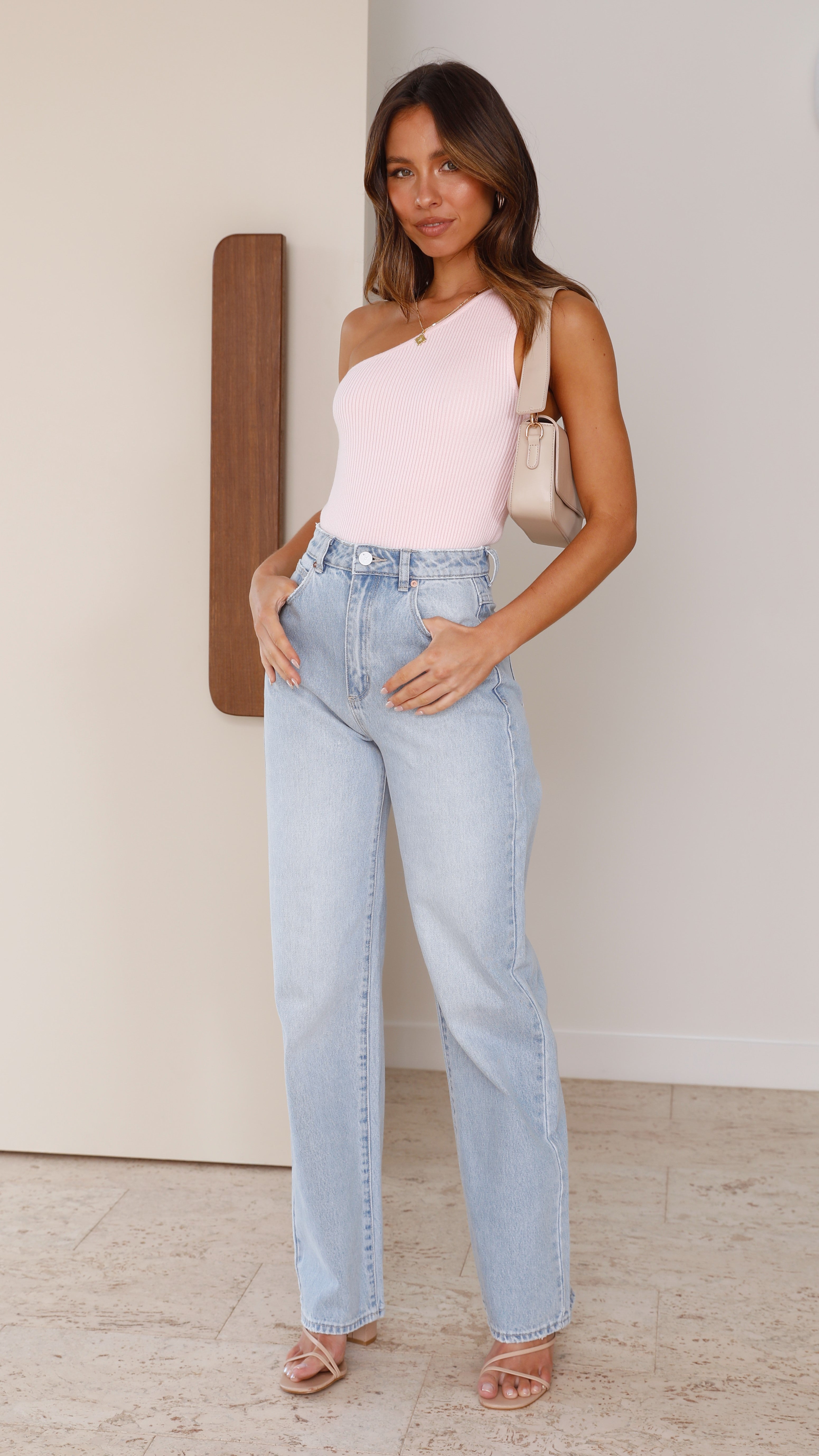 Libbie One Shoulder Top - Soft Pink-Sunshines Bliss