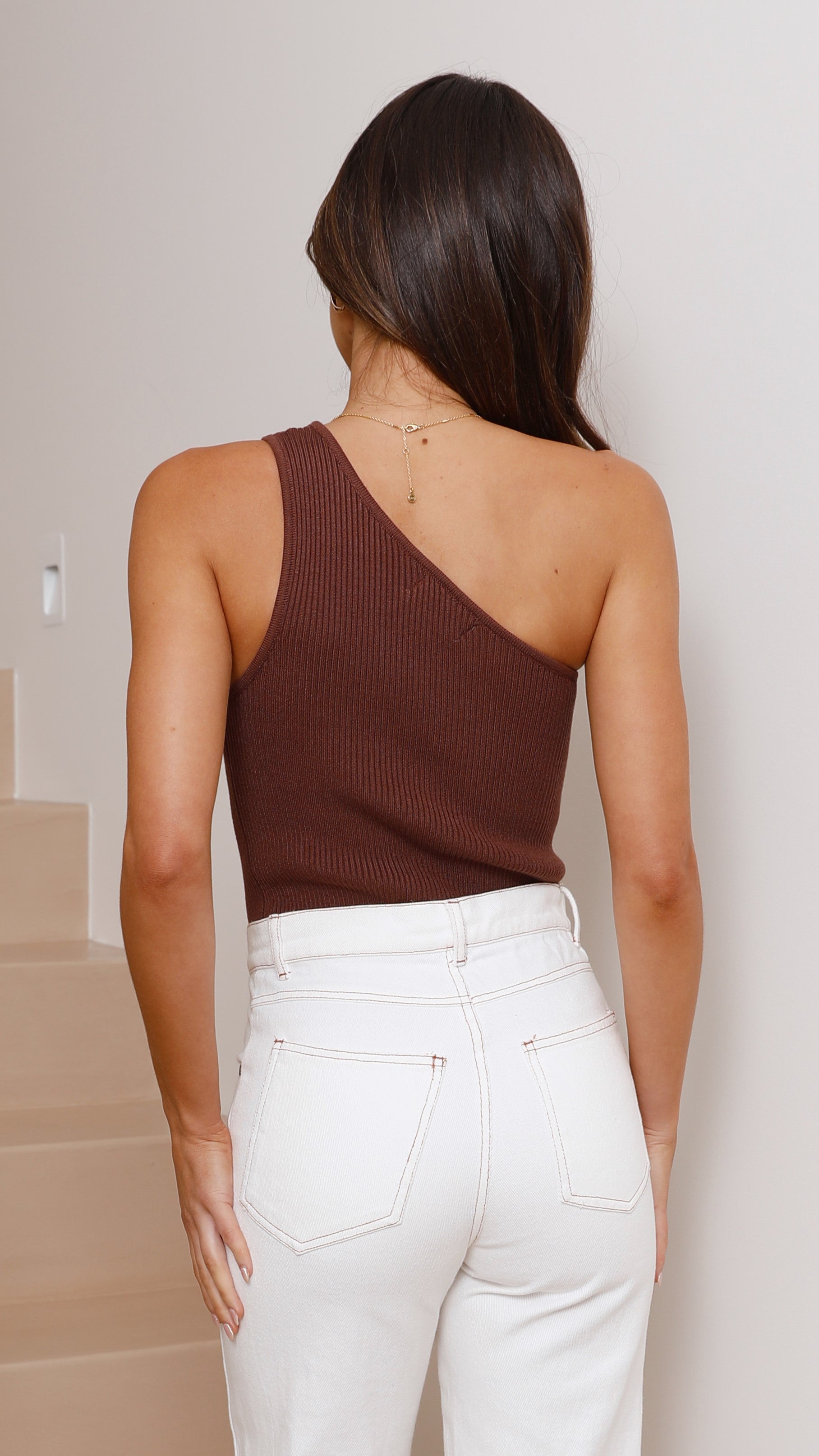 Libbie One Shoulder Top - Chocolate-Sunshines Bliss