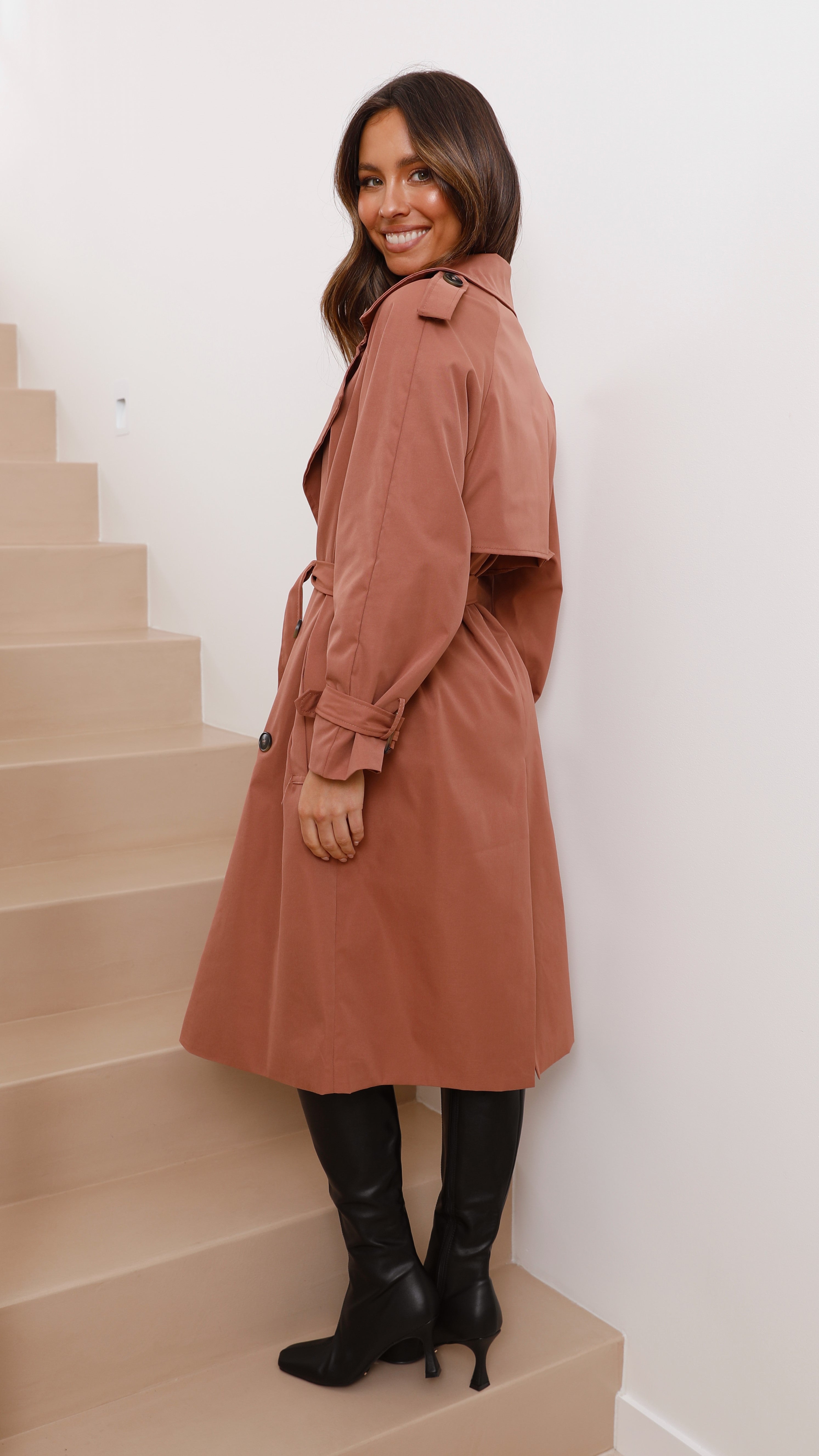 Samara Trench Coat - Rust-Sunshines Bliss
