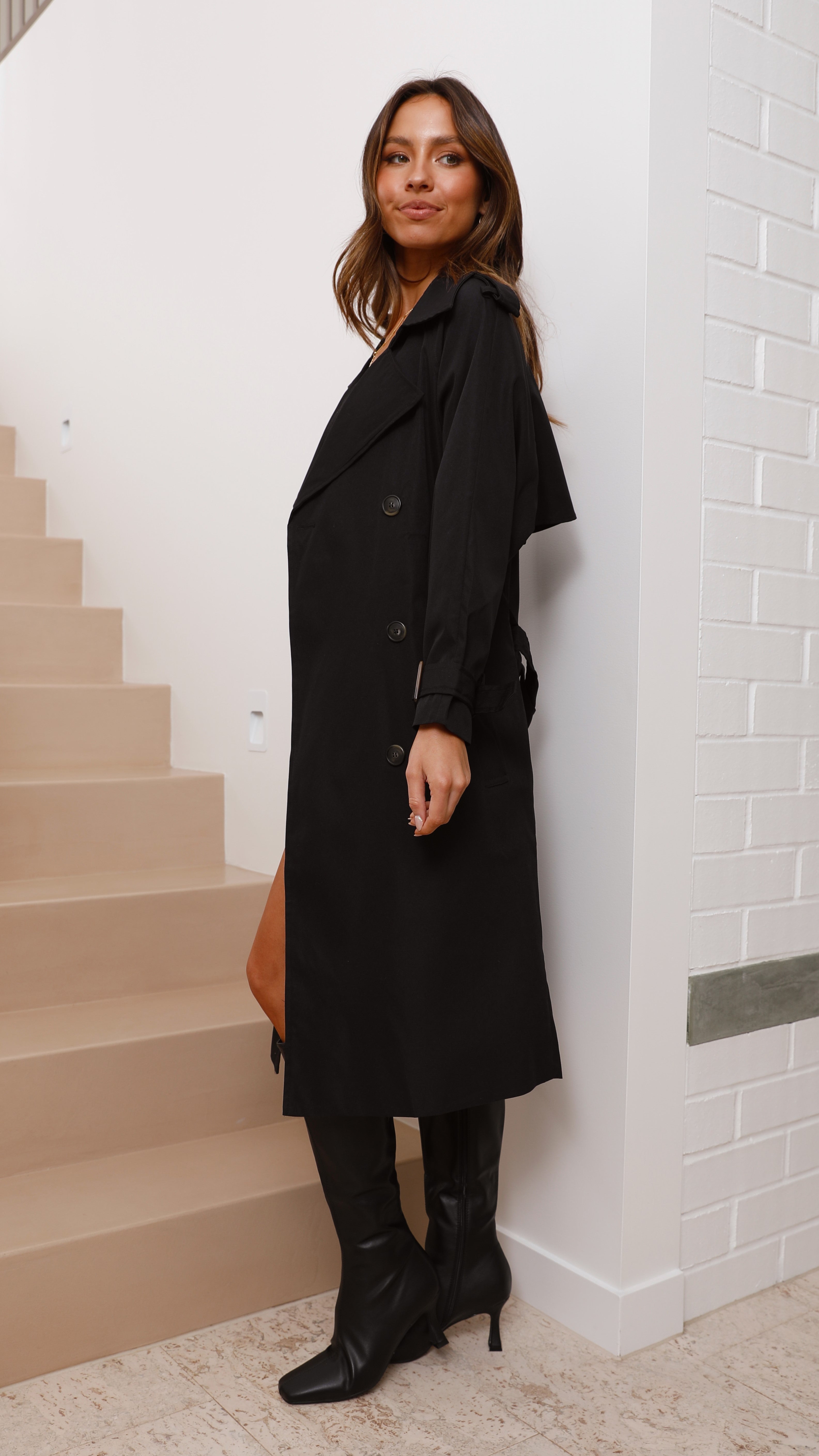 Samara Trench Coat - Black-Sunshines Bliss