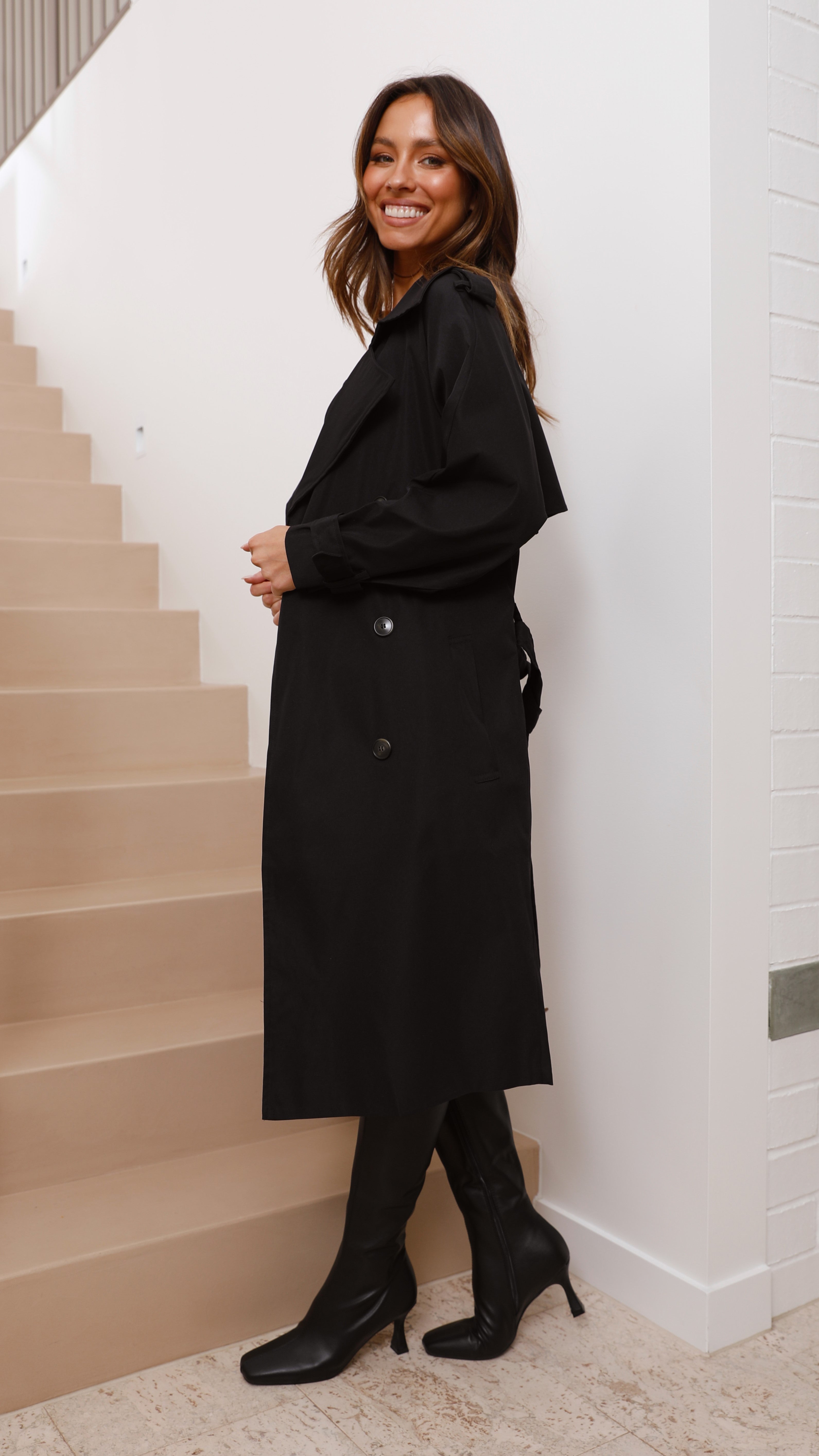 Samara Trench Coat - Black-Sunshines Bliss