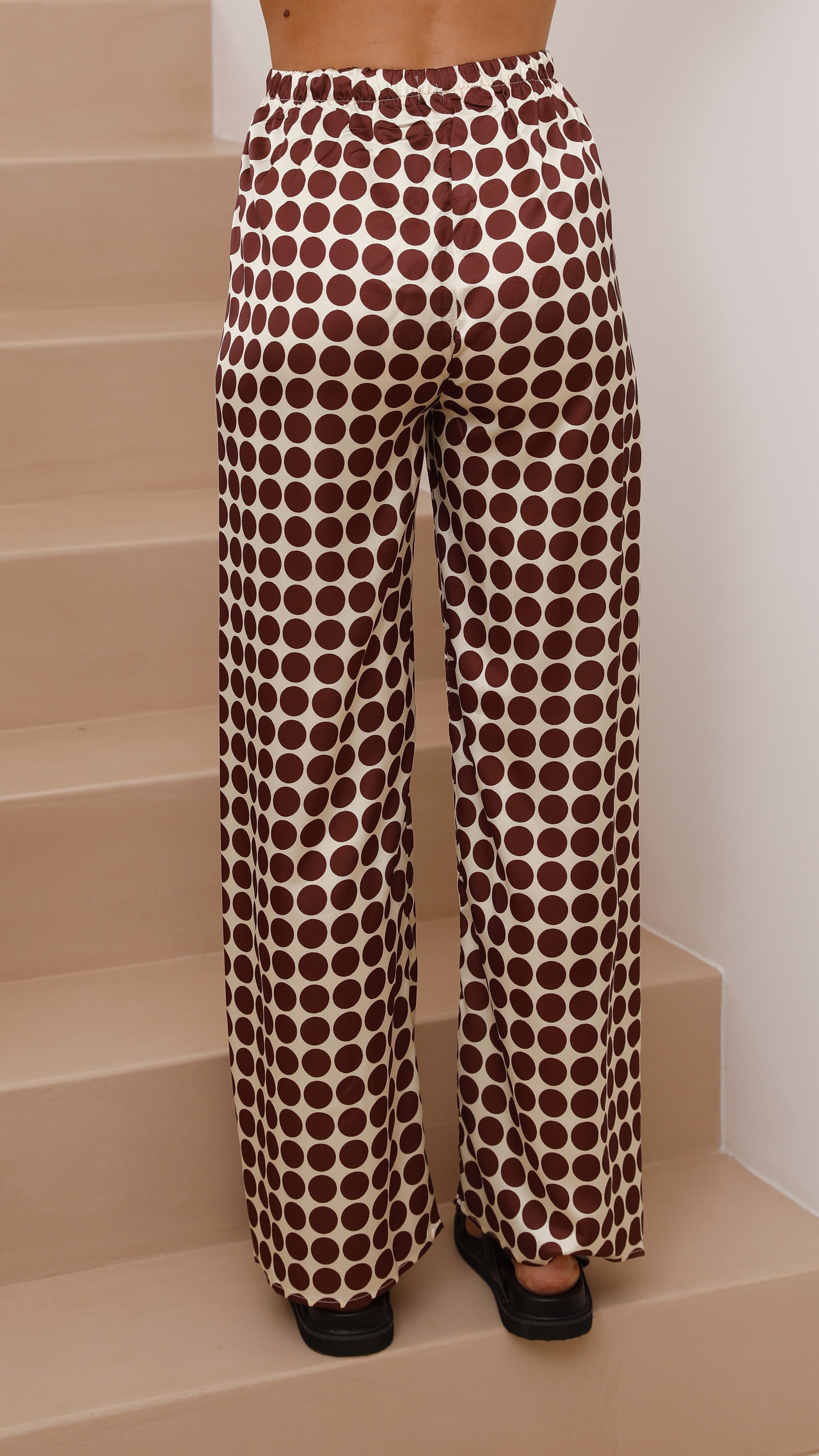 Monique Button Up Shirt and Pants Set - Brown/Beige Spot-Sunshines Bliss