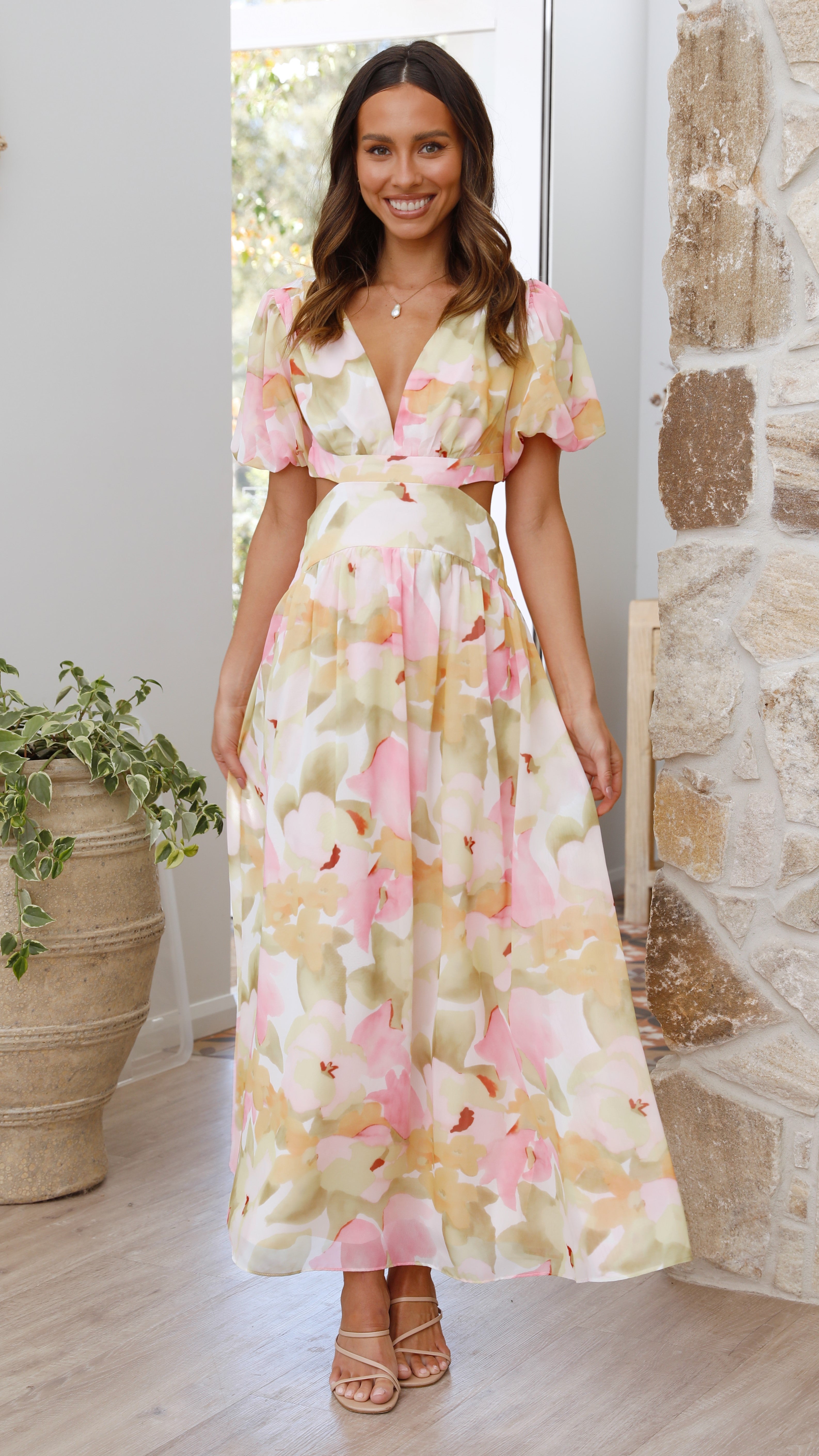 Rochelle Midi Dress - Pink-Sunshines Bliss