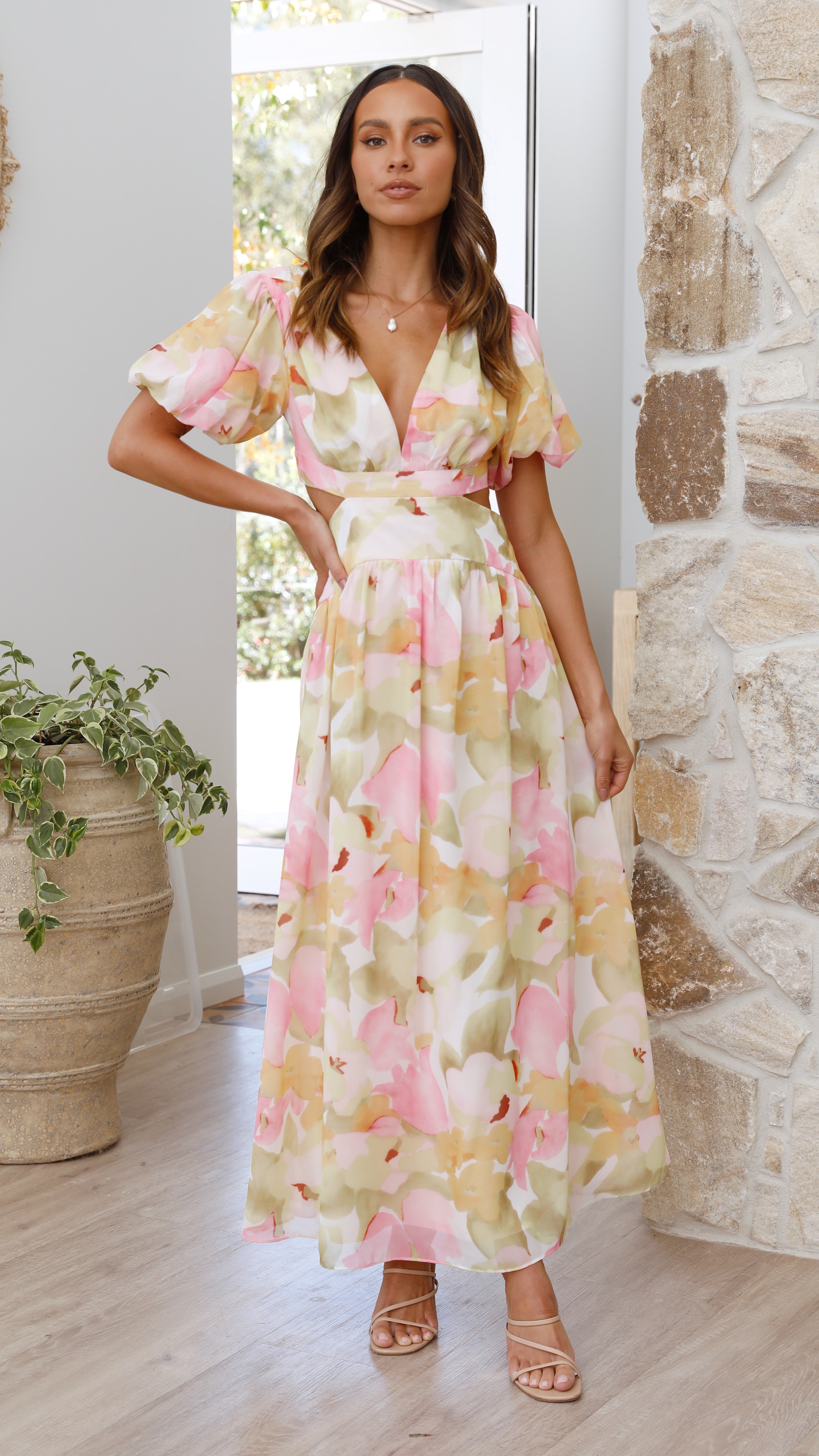 Rochelle Midi Dress - Pink-Sunshines Bliss