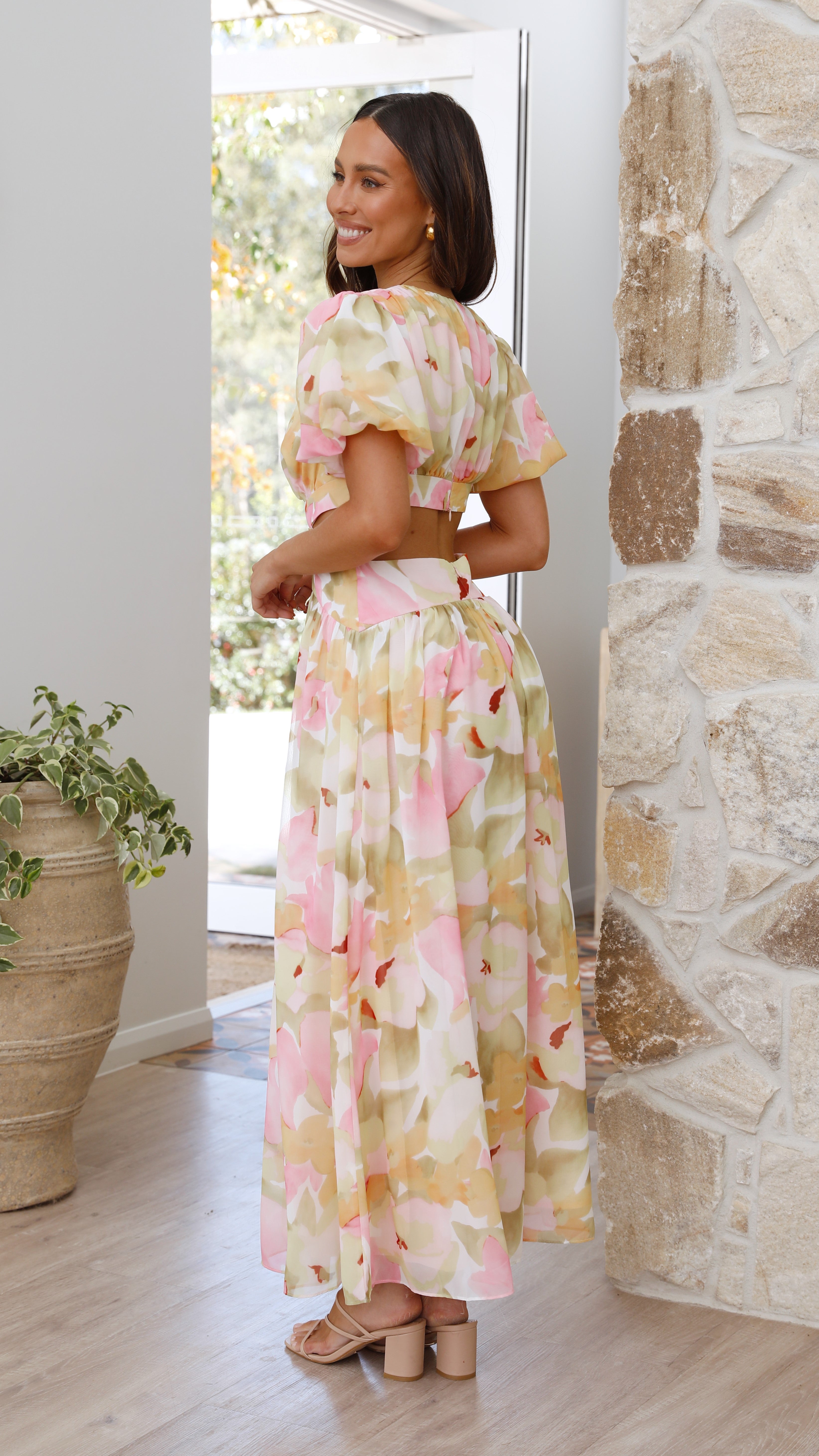 Rochelle Midi Dress - Pink-Sunshines Bliss